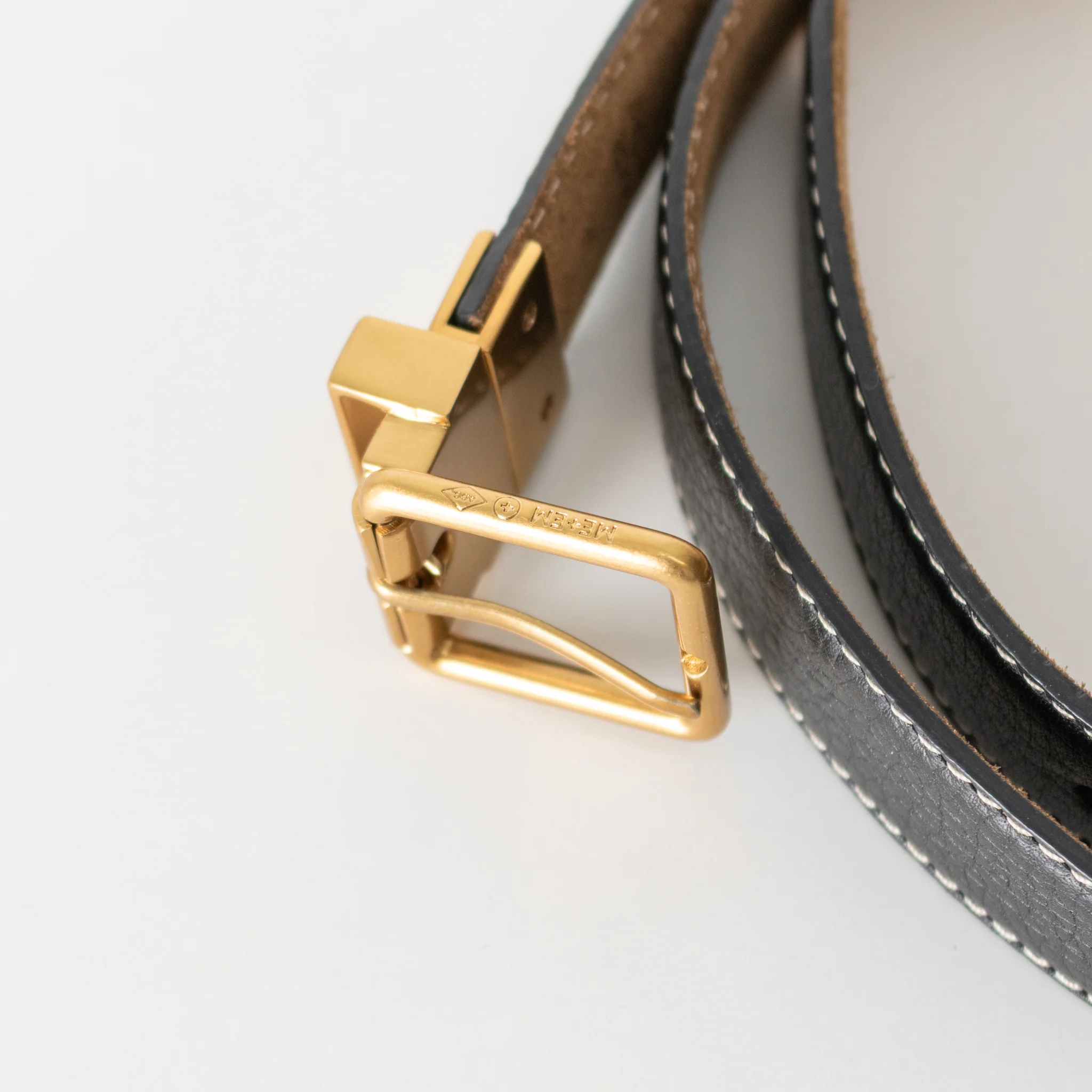 The Fold Brown Suede & Black Leather Reversible Belt With Gold Buckle - Image 12
