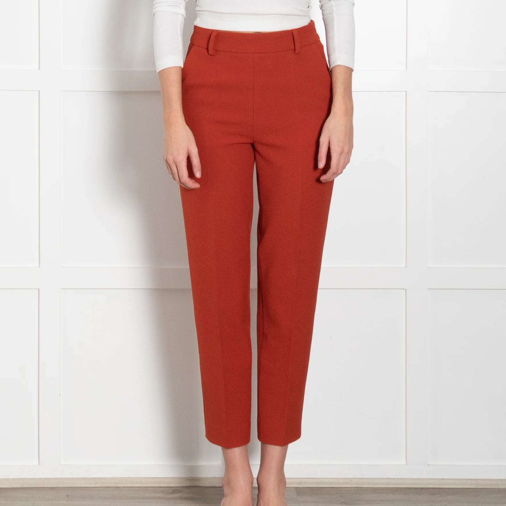 The Fold Rust Textured Fabric Straight Leg Trousers - Image 2