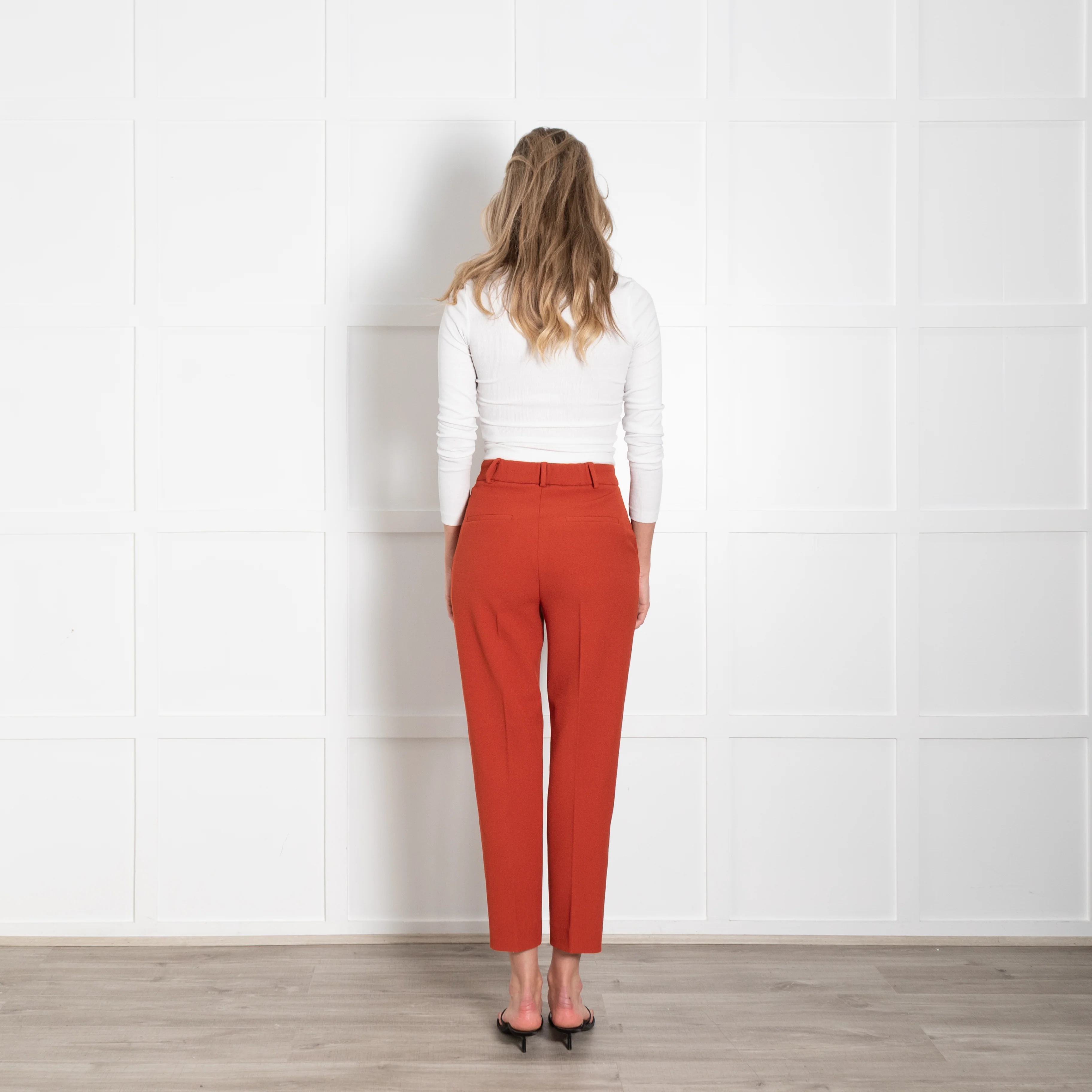 The Fold Rust Textured Fabric Straight Leg Trousers - Image 5