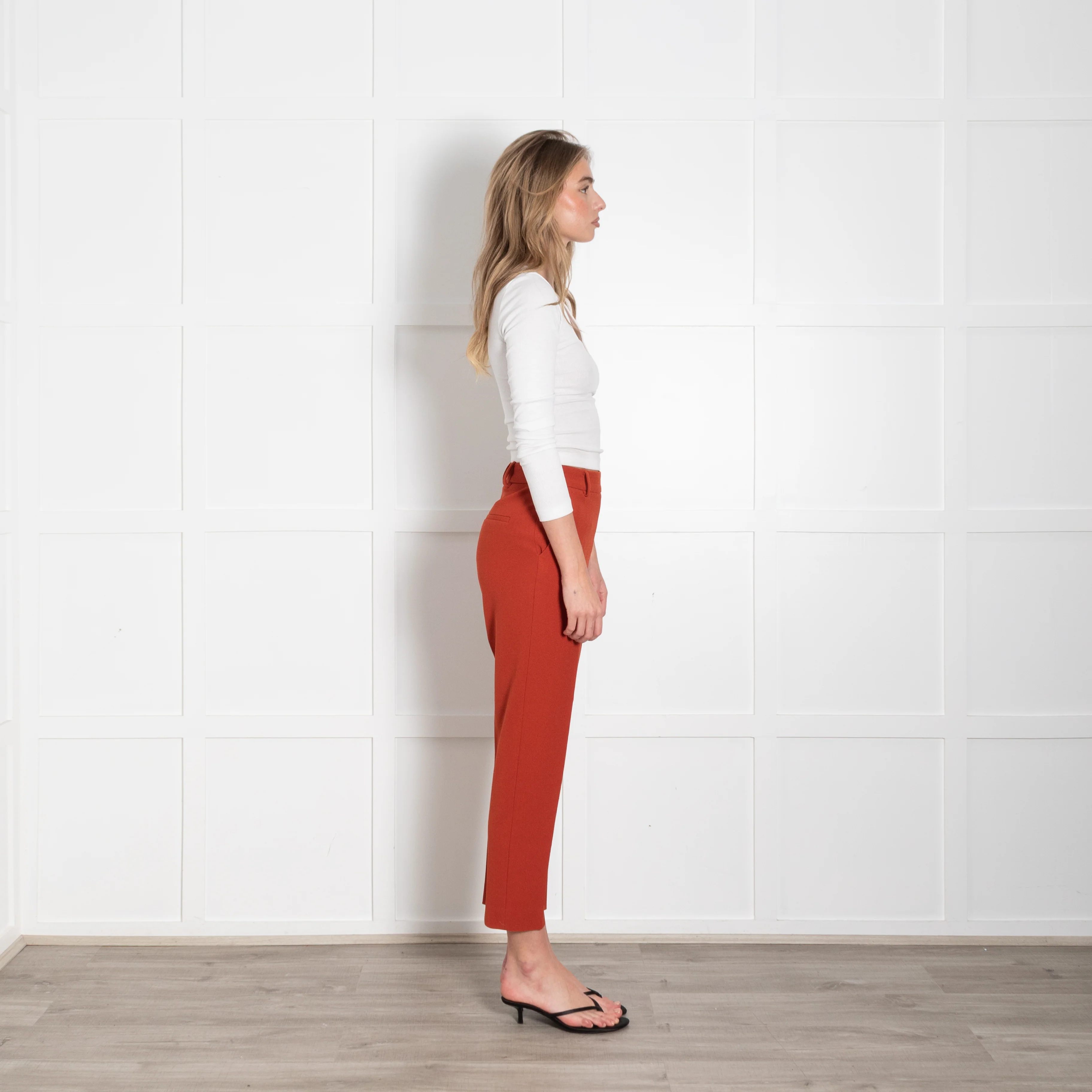 The Fold Rust Textured Fabric Straight Leg Trousers - Image 6