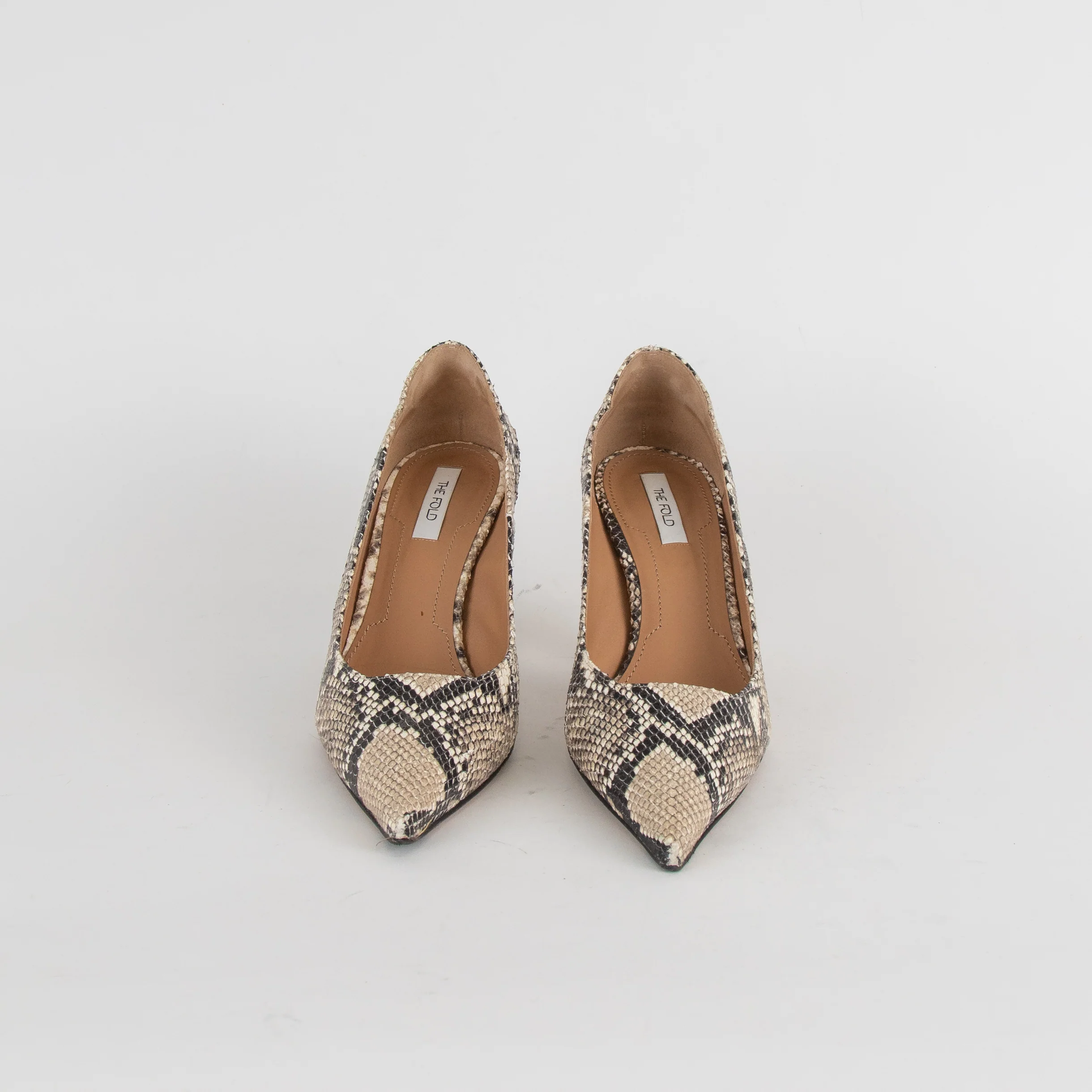 The Fold Snake Embossed Heeled Pointy Shoes - Image 2