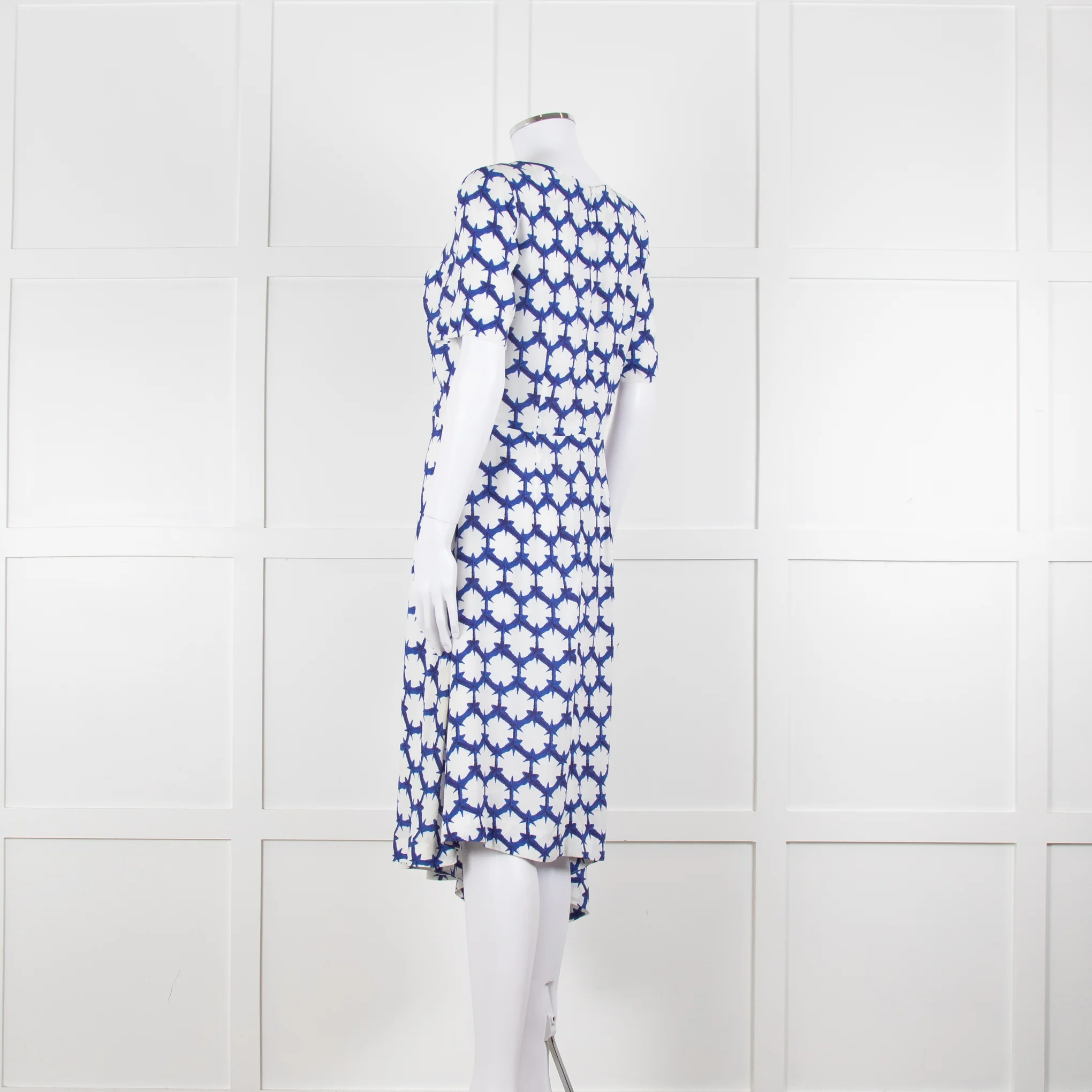 The Fold White Blue Print Short Sleeve Dress - Image 6