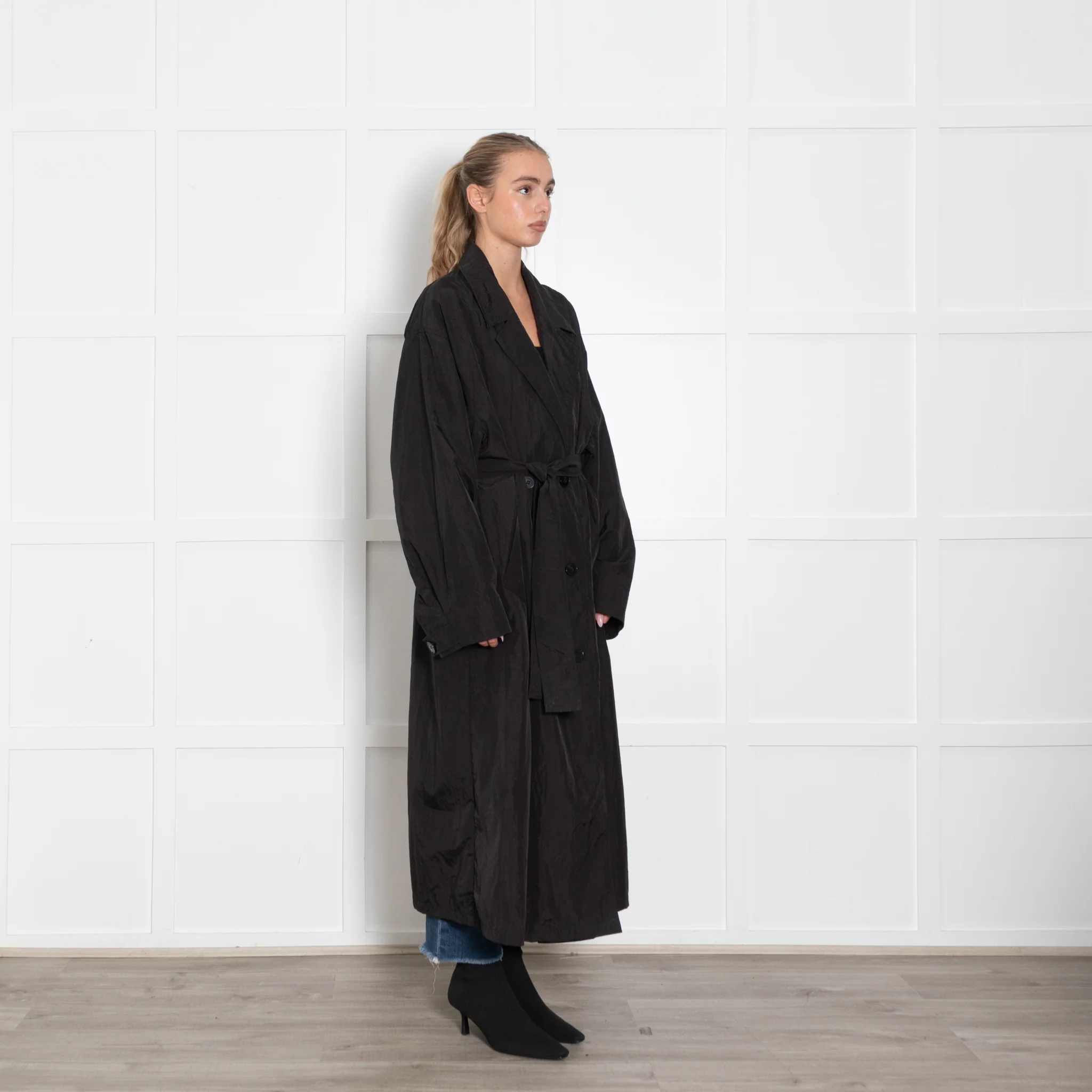 The Frankie Shop Black Lightweight Trench With Belt - Image 7