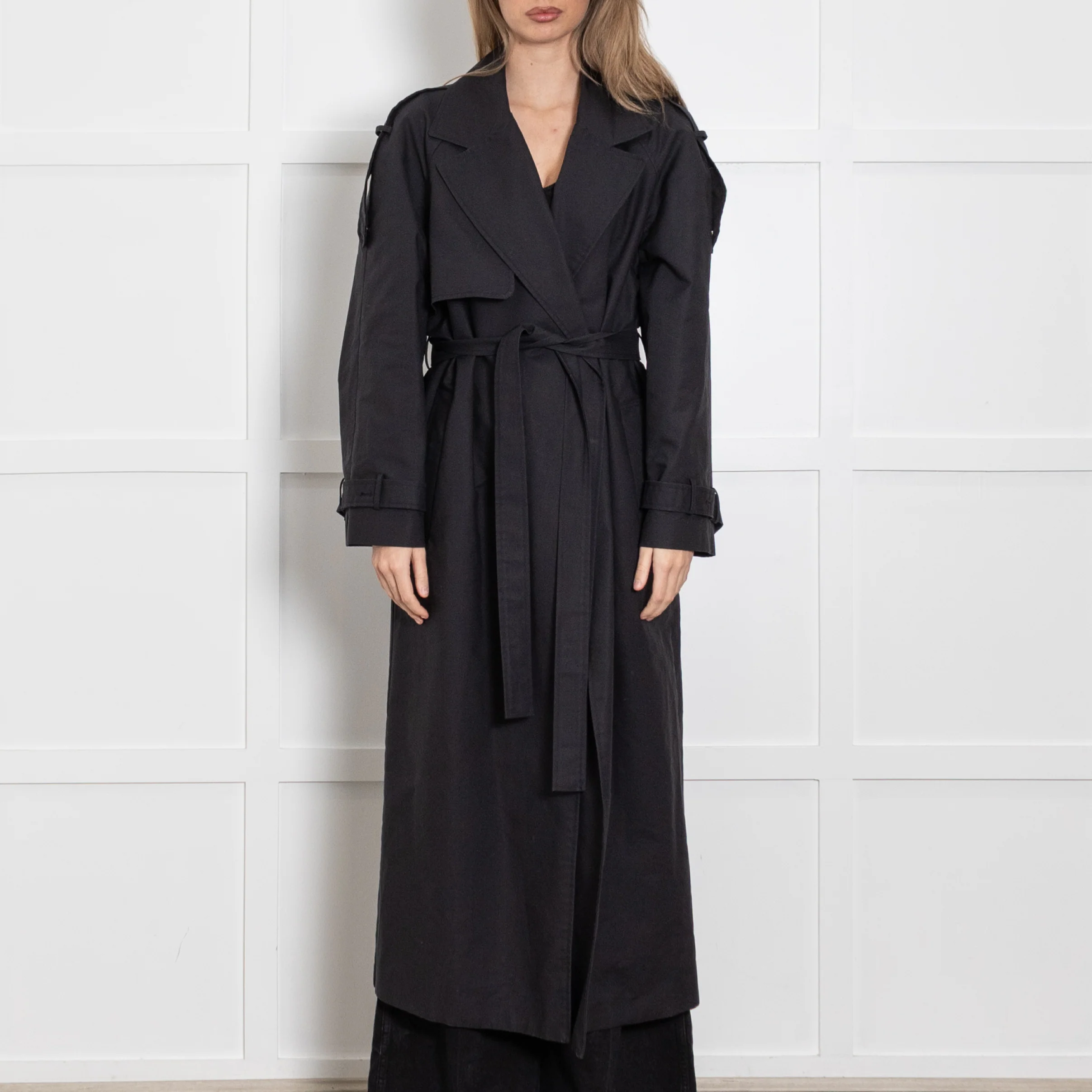 The Frankie Shop Black Trench Coat With Belt - Image 2