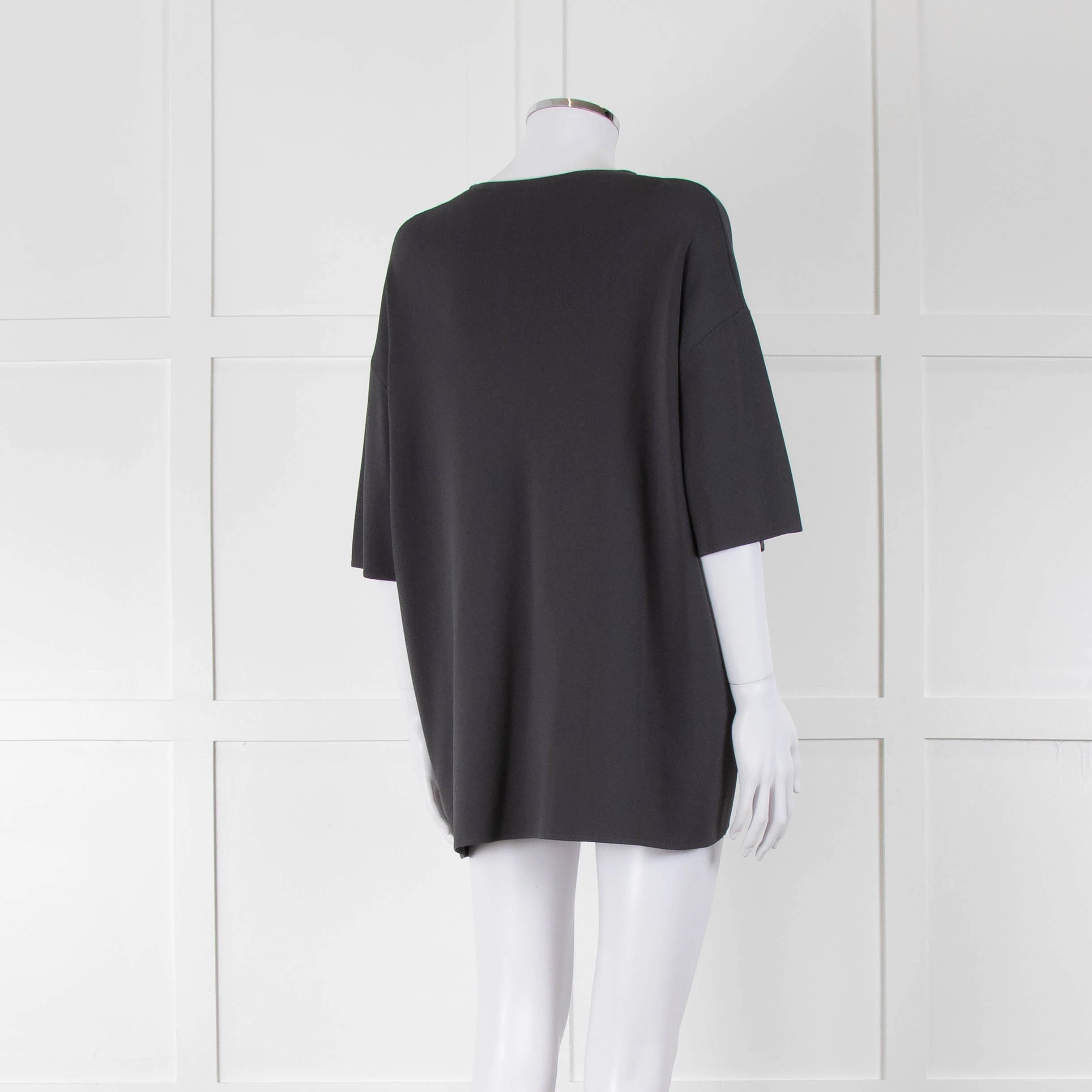 The Frankie Shop Grey Lenny Knit Boxy Short Sleeve Top - Image 4