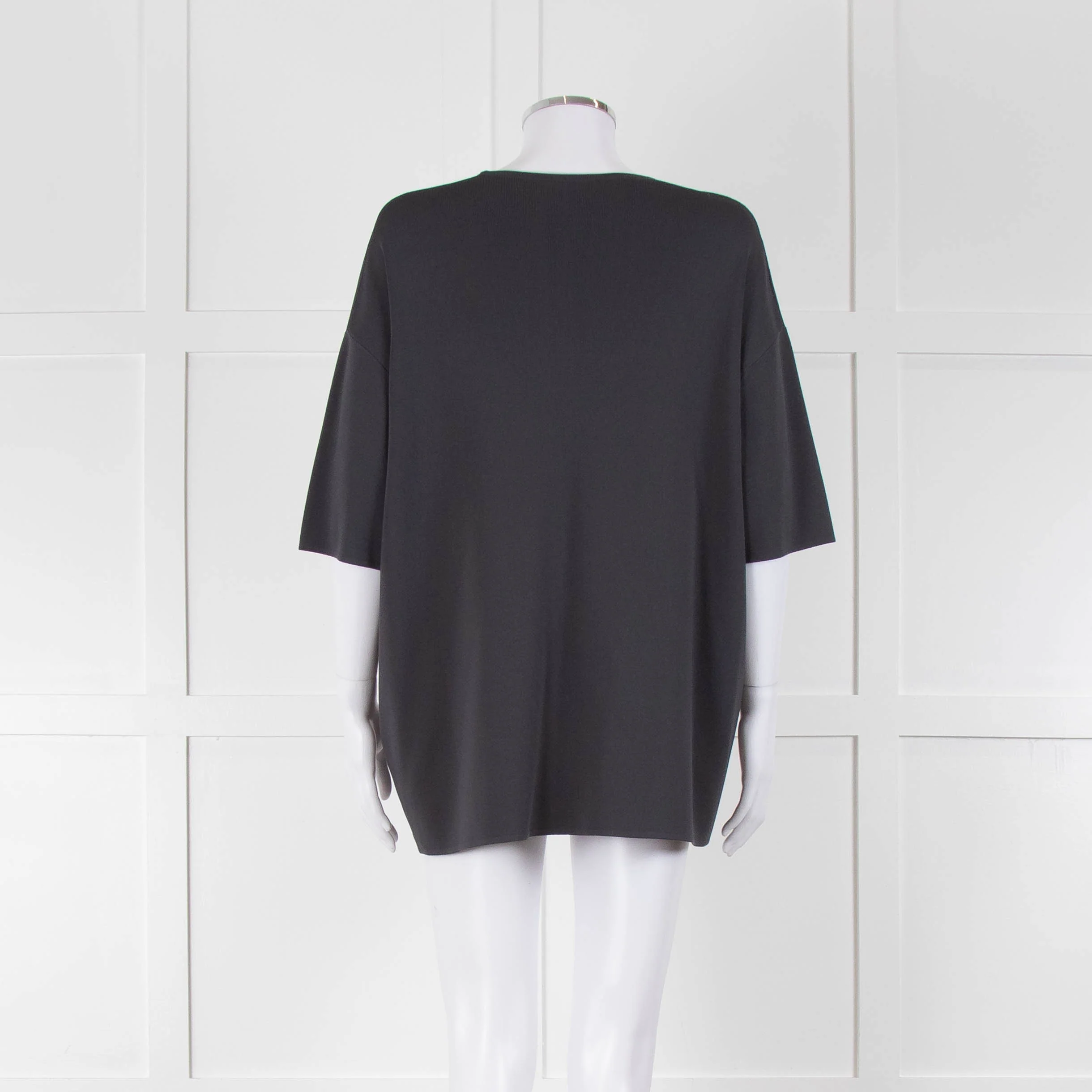 The Frankie Shop Grey Lenny Knit Boxy Short Sleeve Top - Image 5