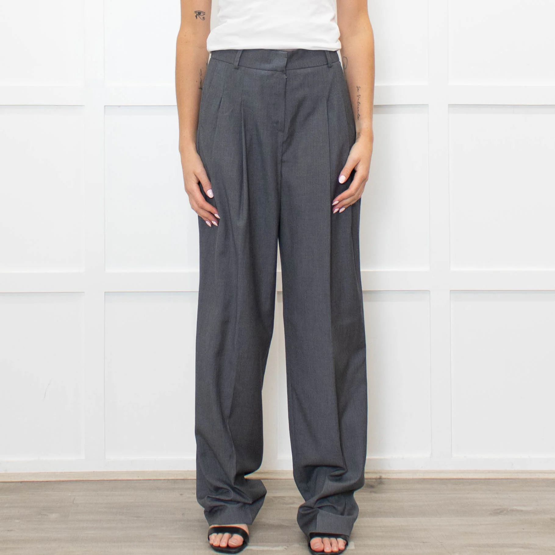 The Frankie Shop Grey Tailored Trousers - Image 2