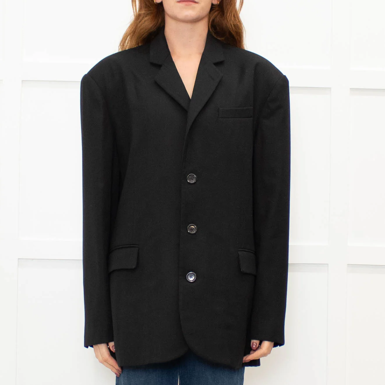 The Frankie Shop Black Oversized Single-Breasted Blazer Jacket - Image 2