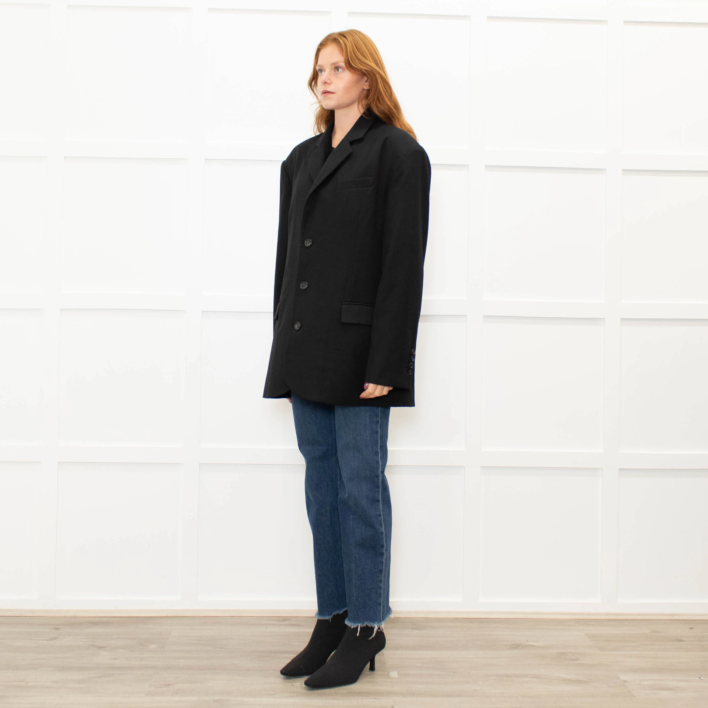 The Frankie Shop Black Oversized Single-Breasted Blazer Jacket - Image 3