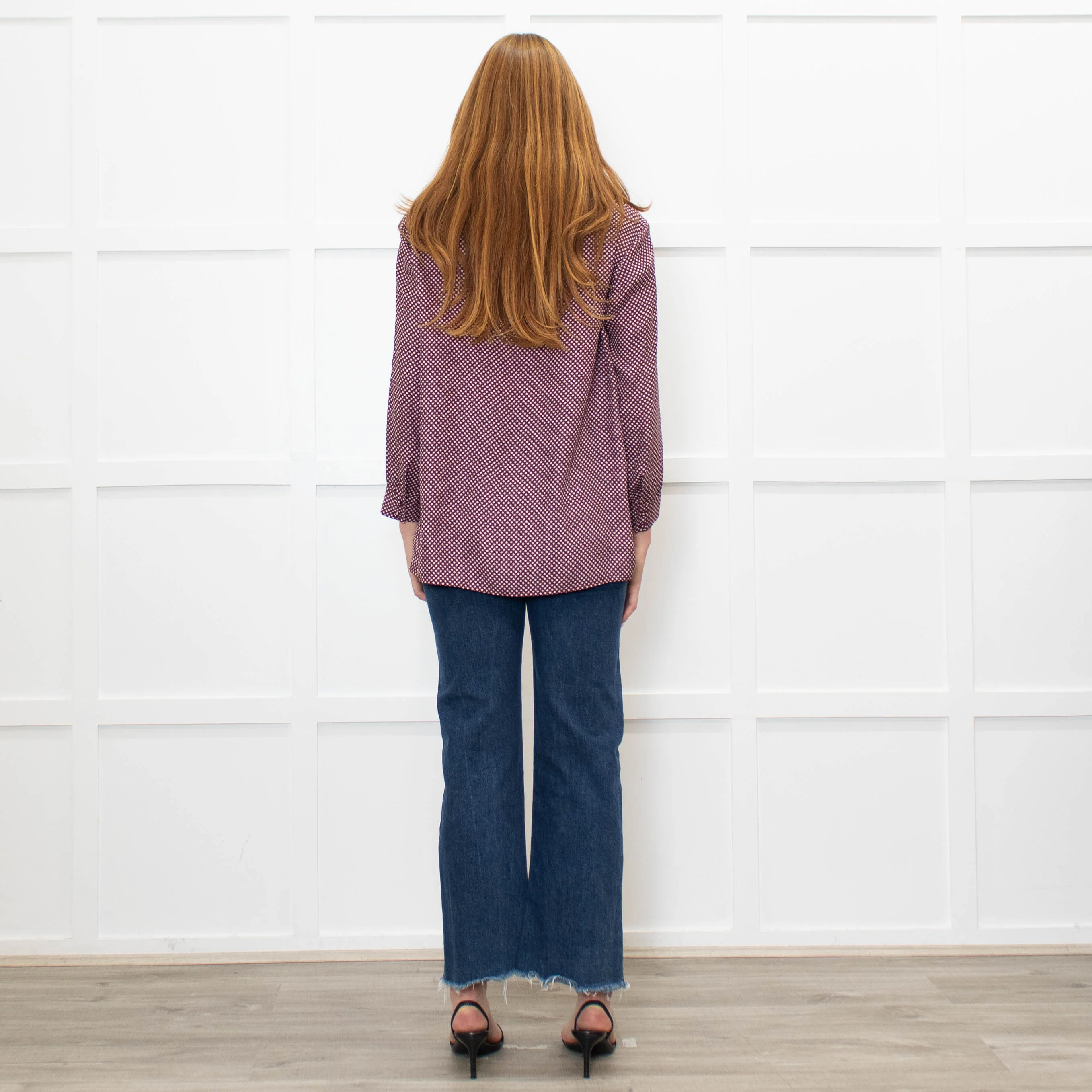 The Great Burgundy Silk Top With White Stars - Image 5