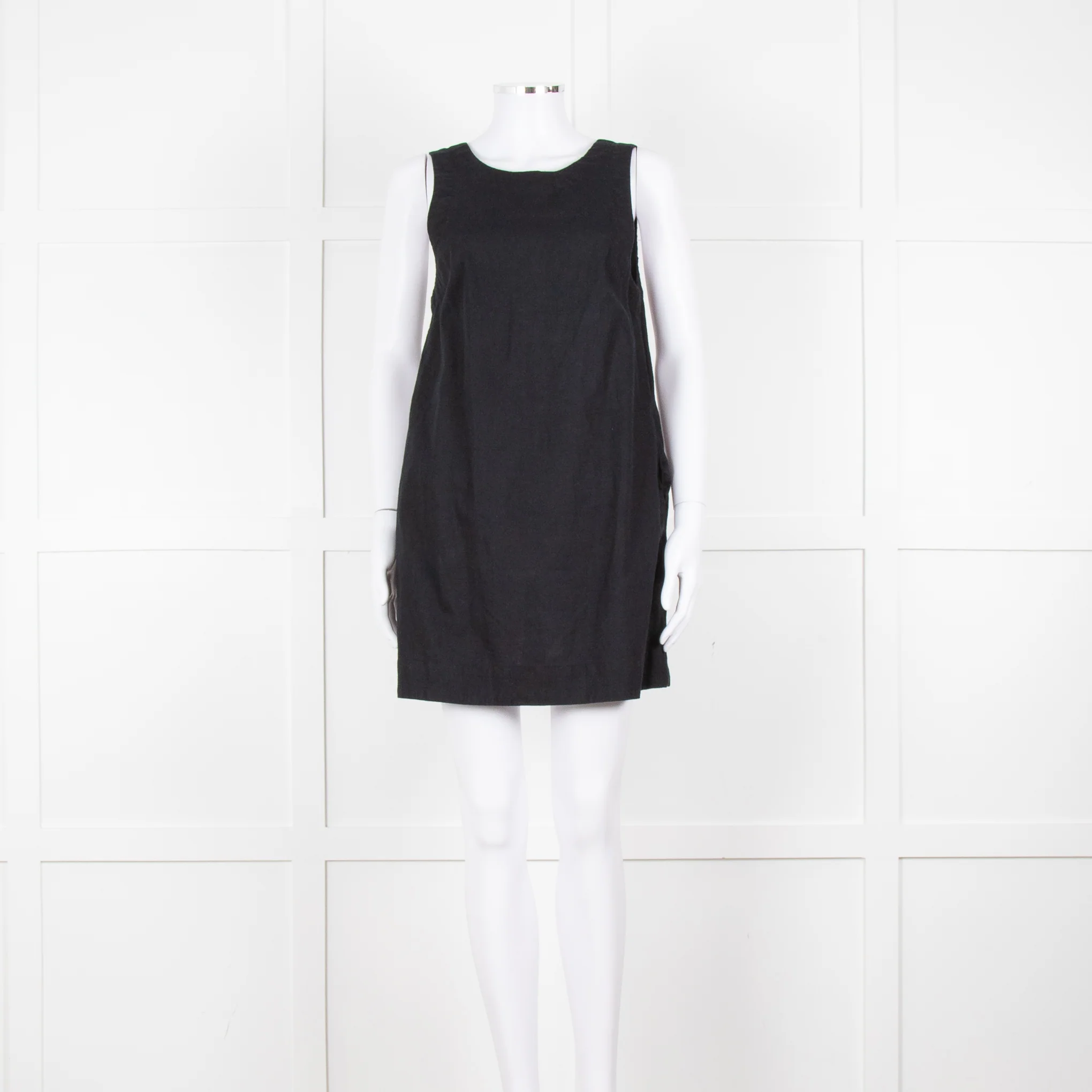 Free People Black Cotton Linen Blend Sleeveless Scoop Back Mini Dress