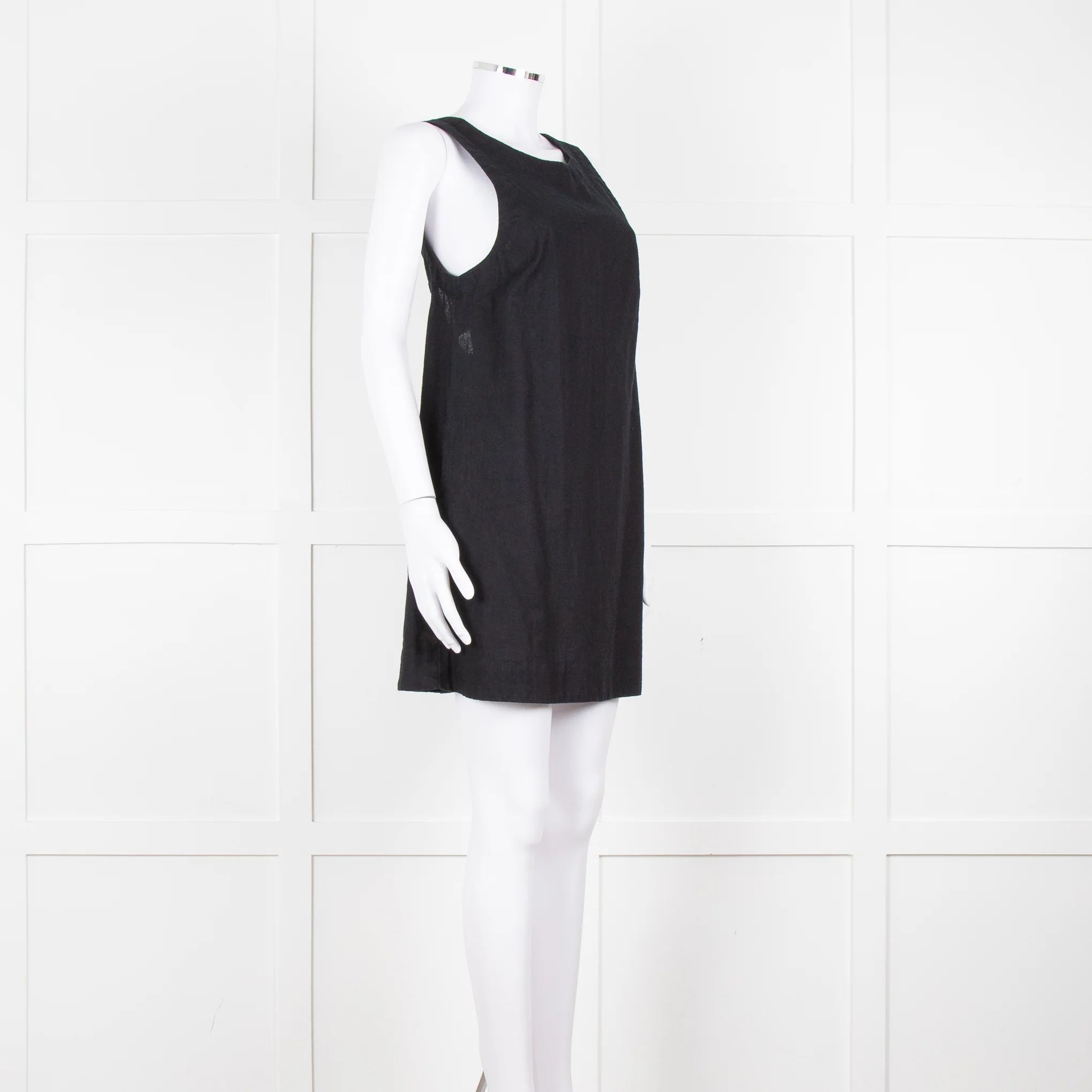 Free People Black Cotton Linen Blend Sleeveless Scoop Back Mini Dress - Image 2