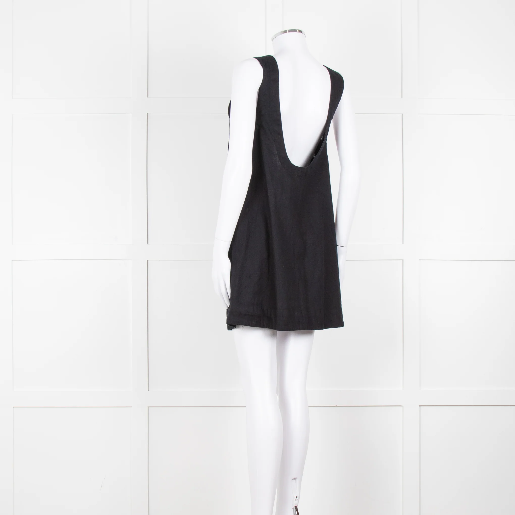 Free People Black Cotton Linen Blend Sleeveless Scoop Back Mini Dress - Image 6