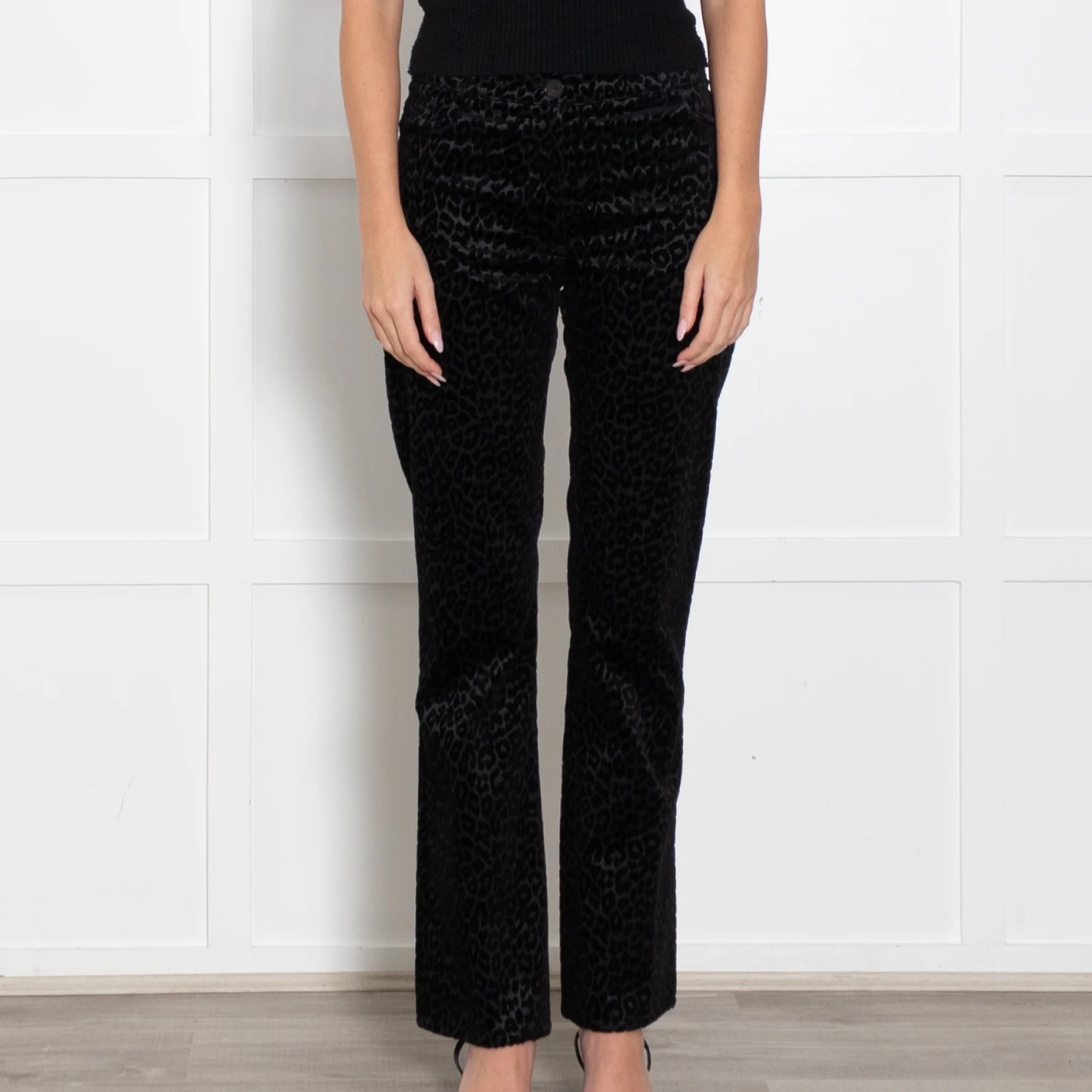 The Kooples Black On Black Animal Print Devore Trousers - Image 2