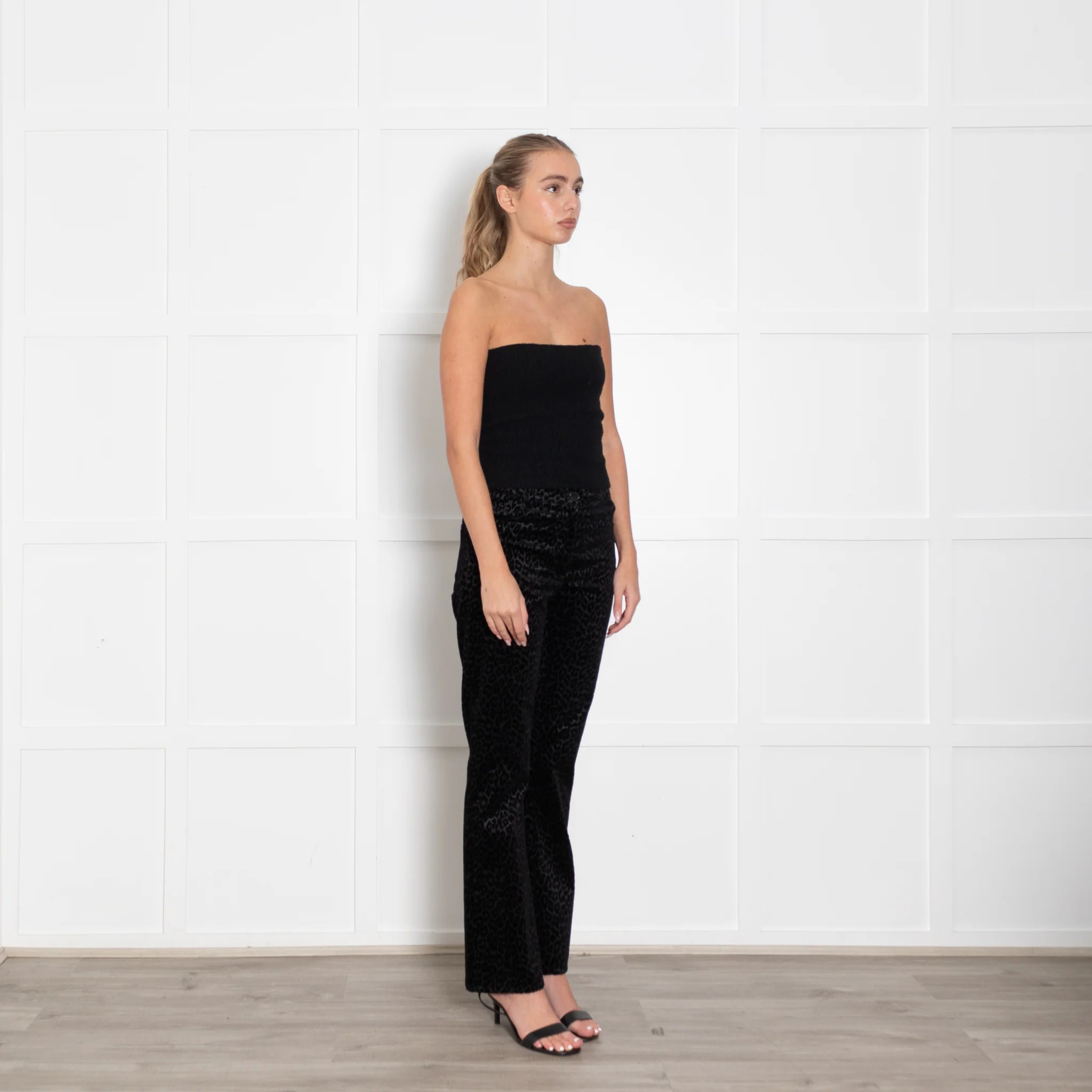 The Kooples Black On Black Animal Print Devore Trousers - Image 7