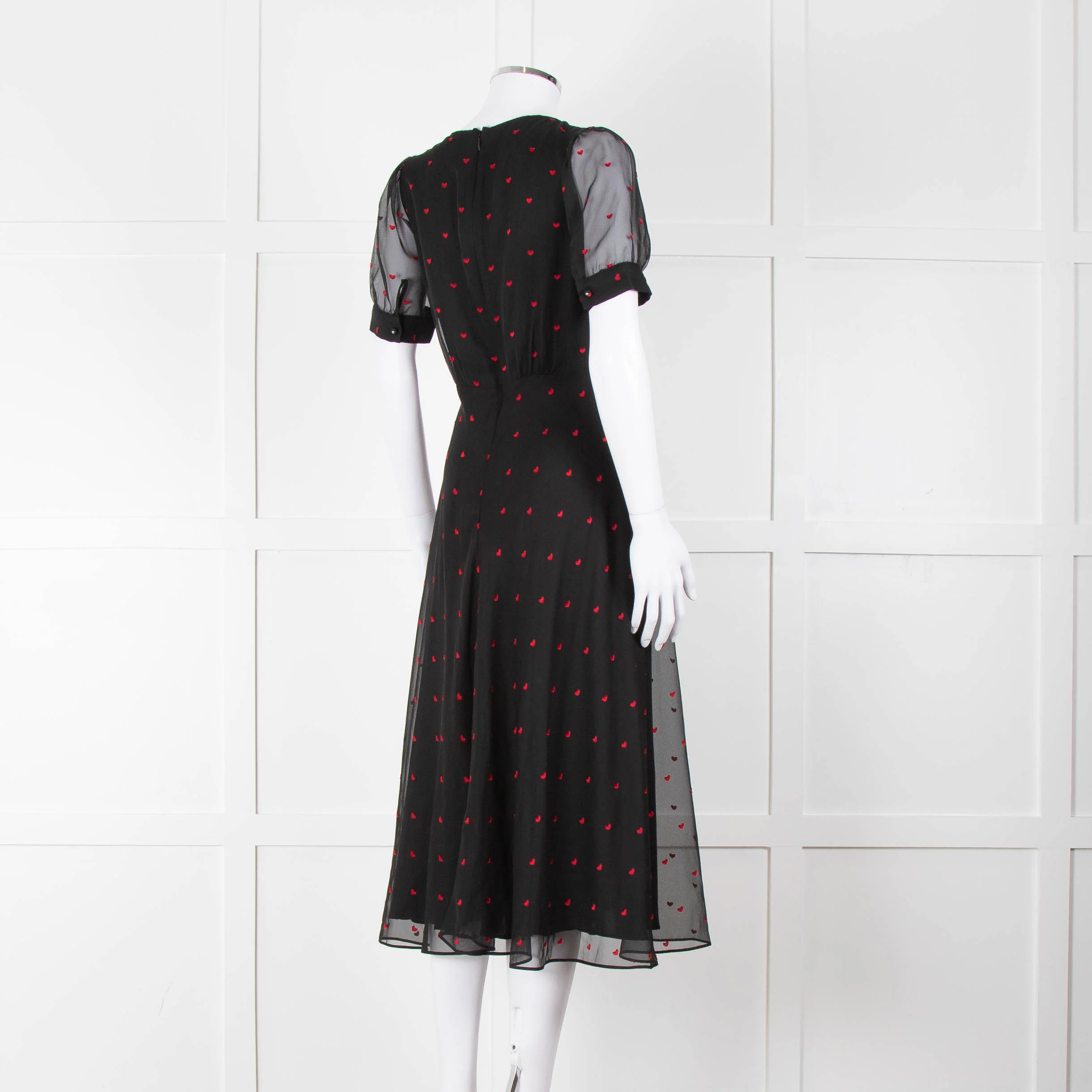 The Kooples Black Pink Heart Short Sleeve Midi Dress - Image 4