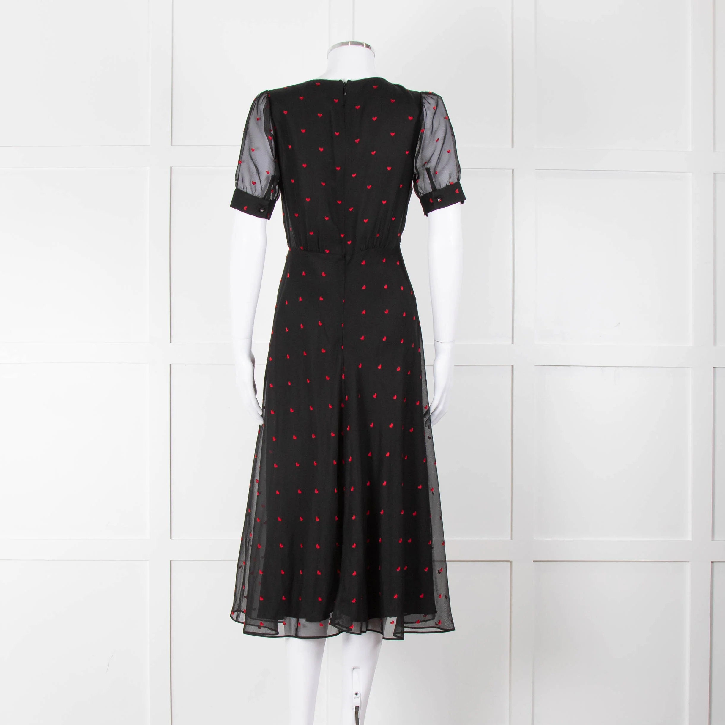 The Kooples Black Pink Heart Short Sleeve Midi Dress - Image 5