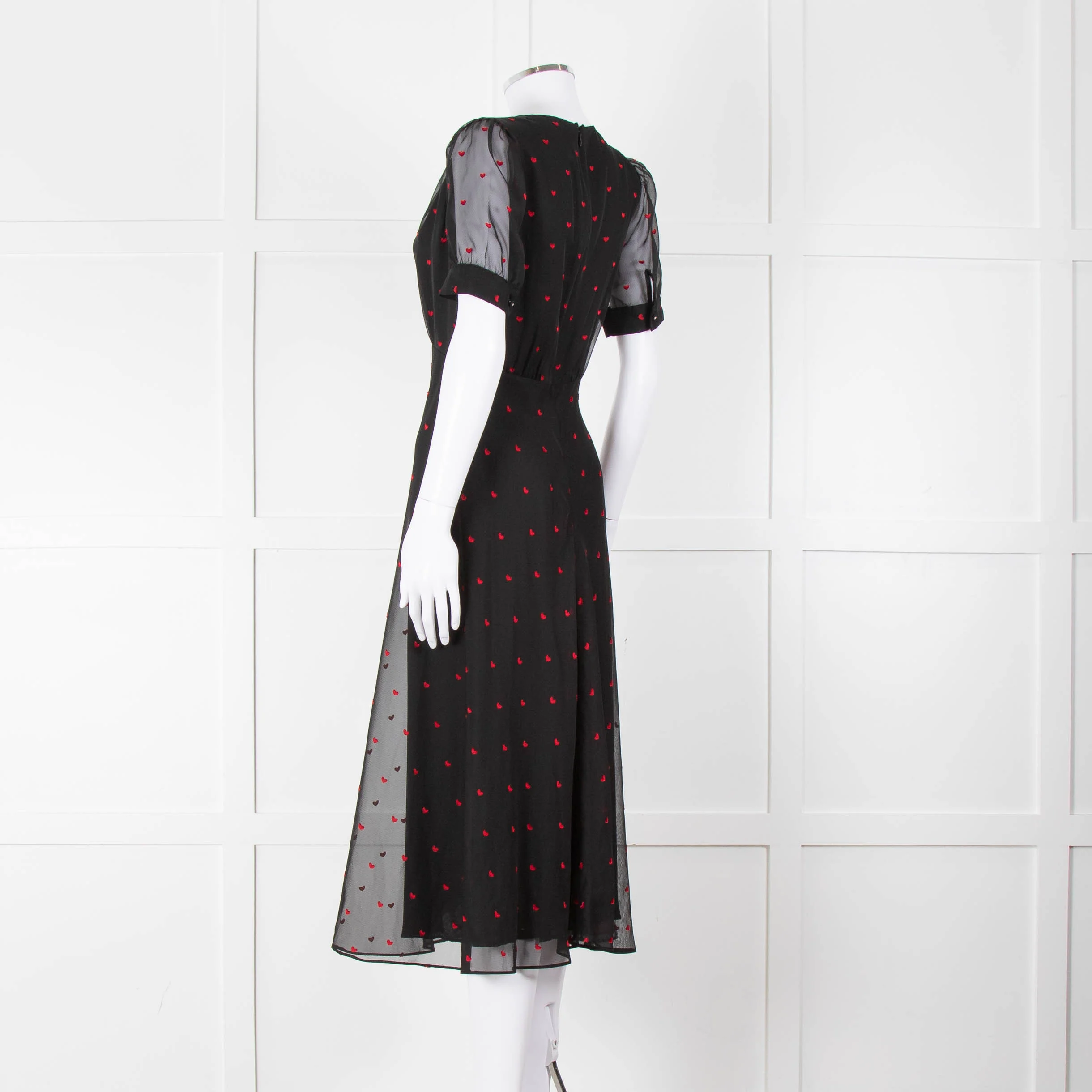 The Kooples Black Pink Heart Short Sleeve Midi Dress - Image 6