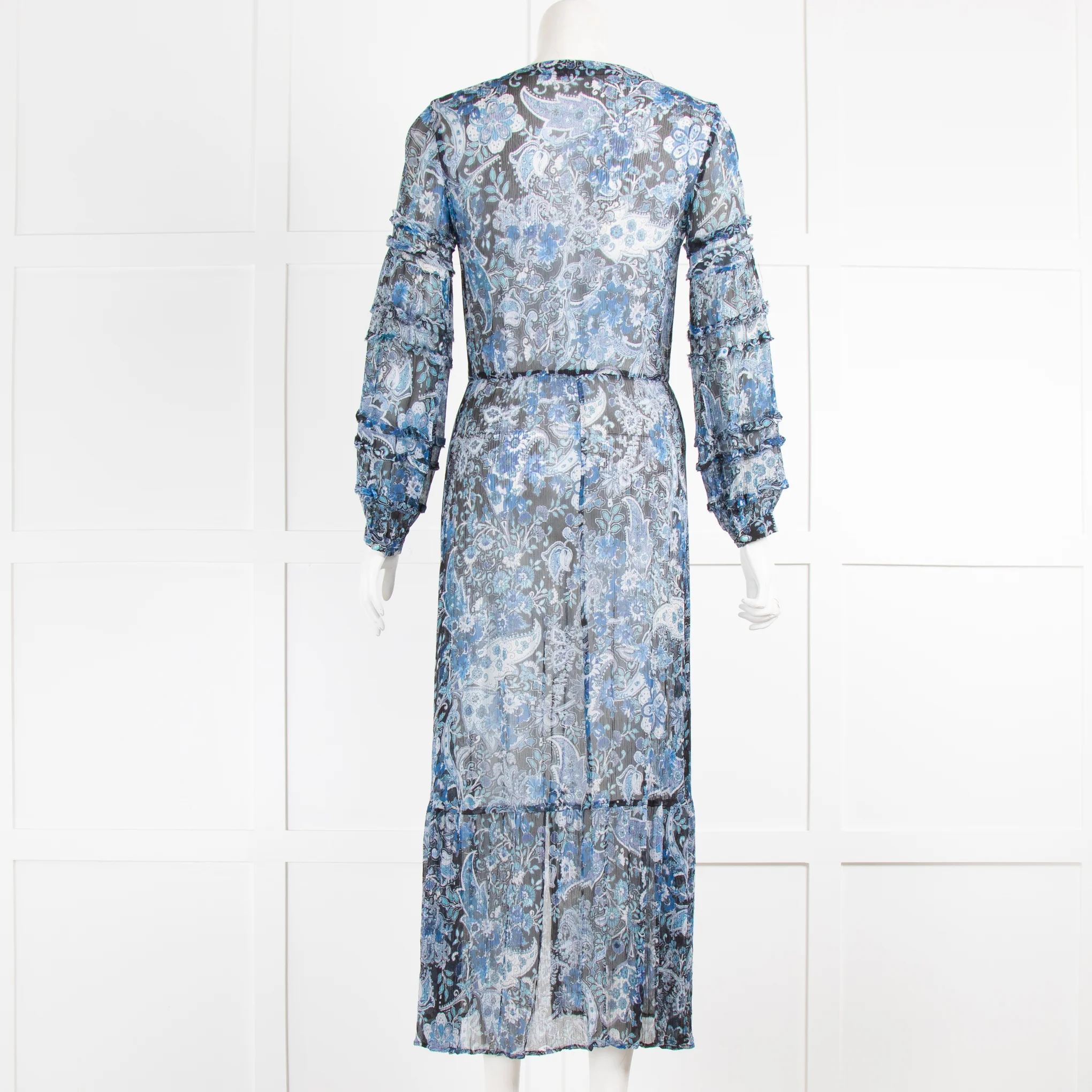 The Kooples Blue Paisley Print Midi Dress with Slip - Image 3