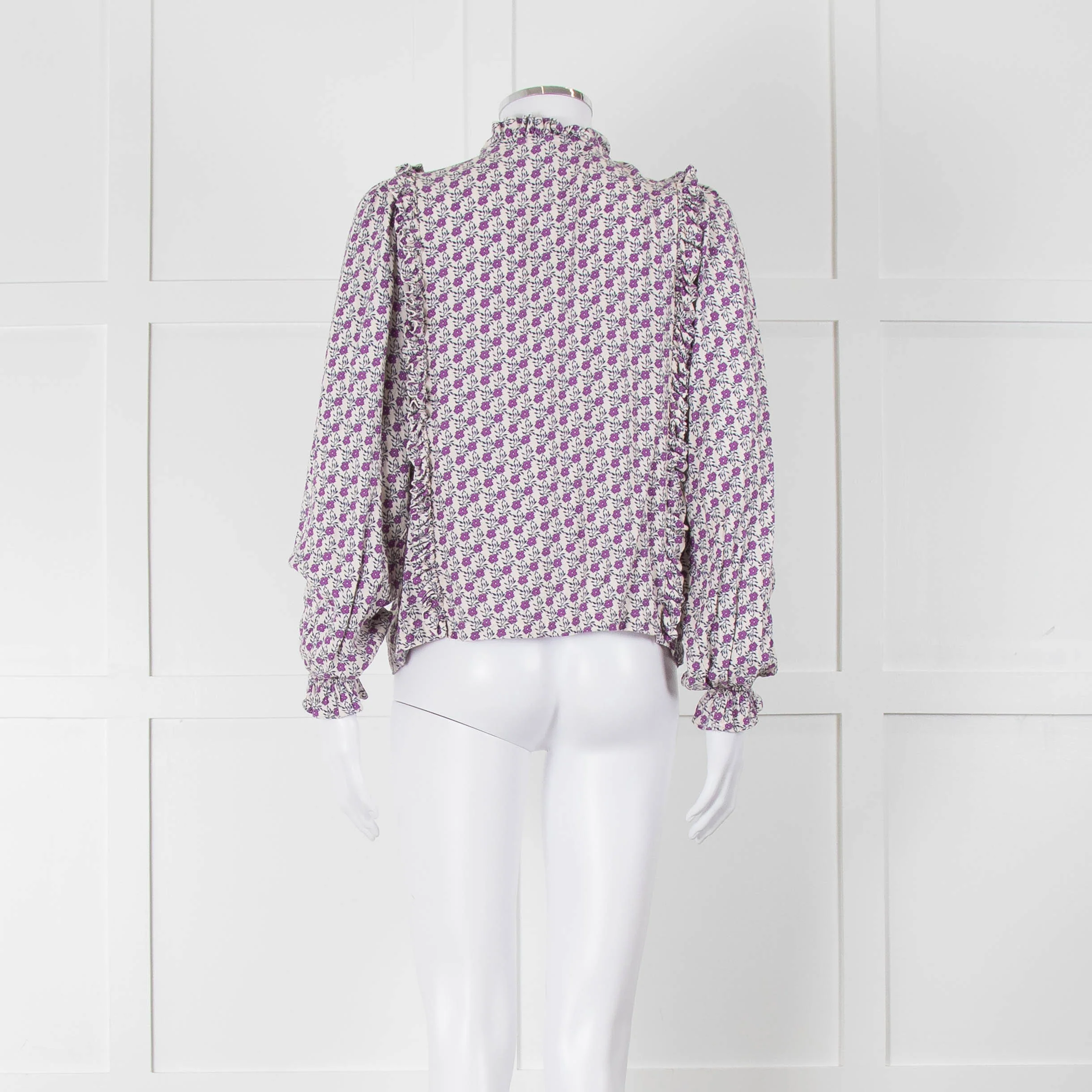 The New Society White Purple Frill Trim Long Sleeve Top - Image 5