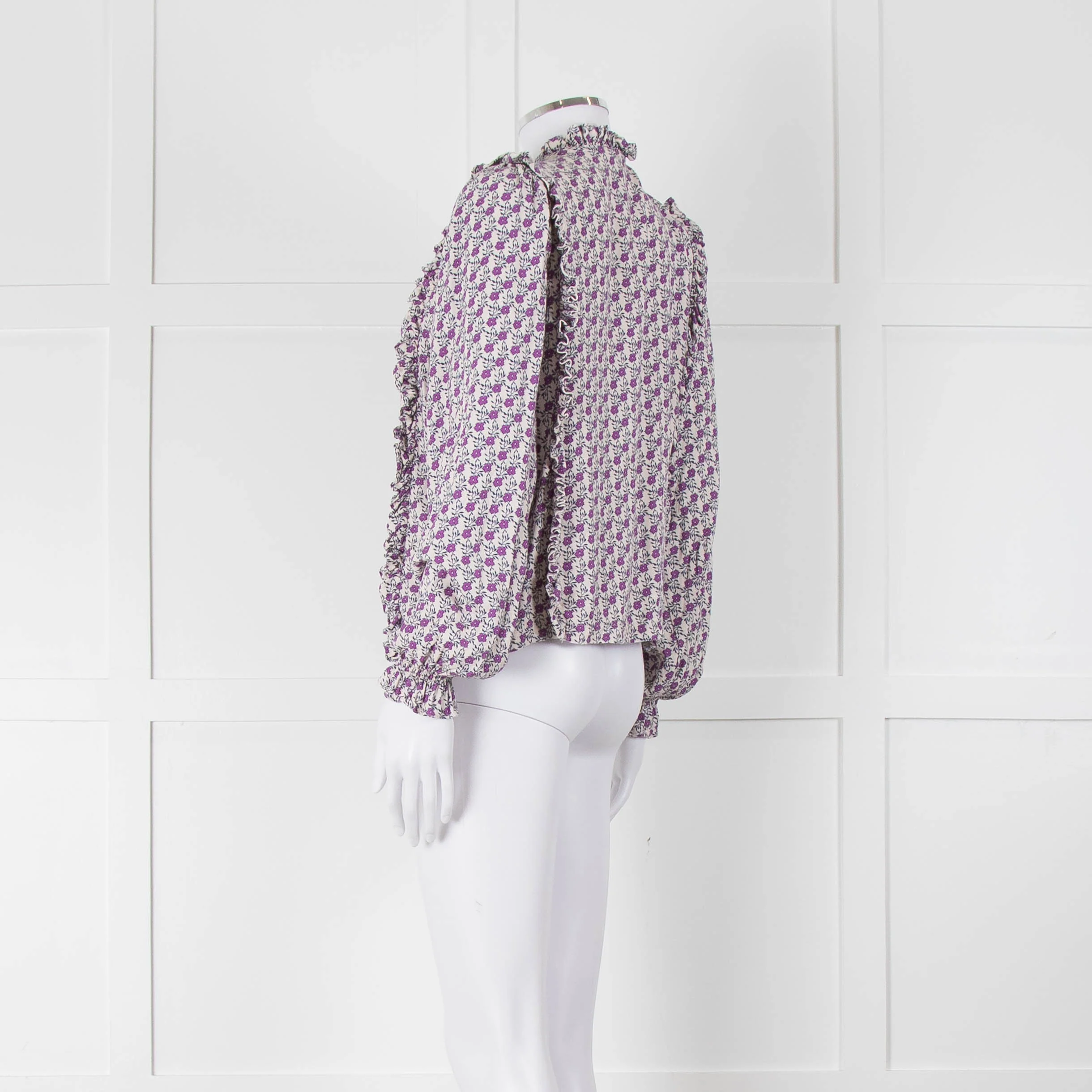 The New Society White Purple Frill Trim Long Sleeve Top - Image 6