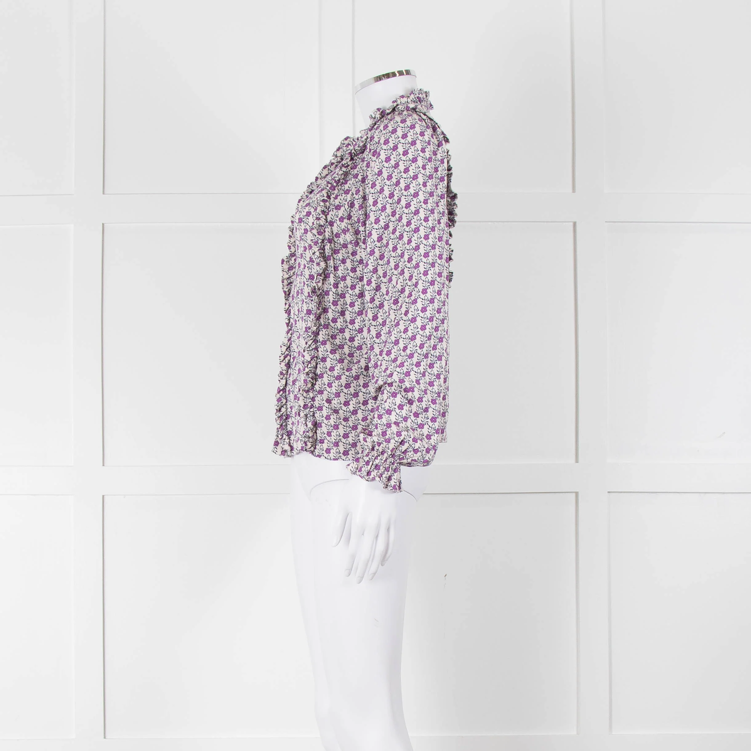 The New Society White Purple Frill Trim Long Sleeve Top - Image 7