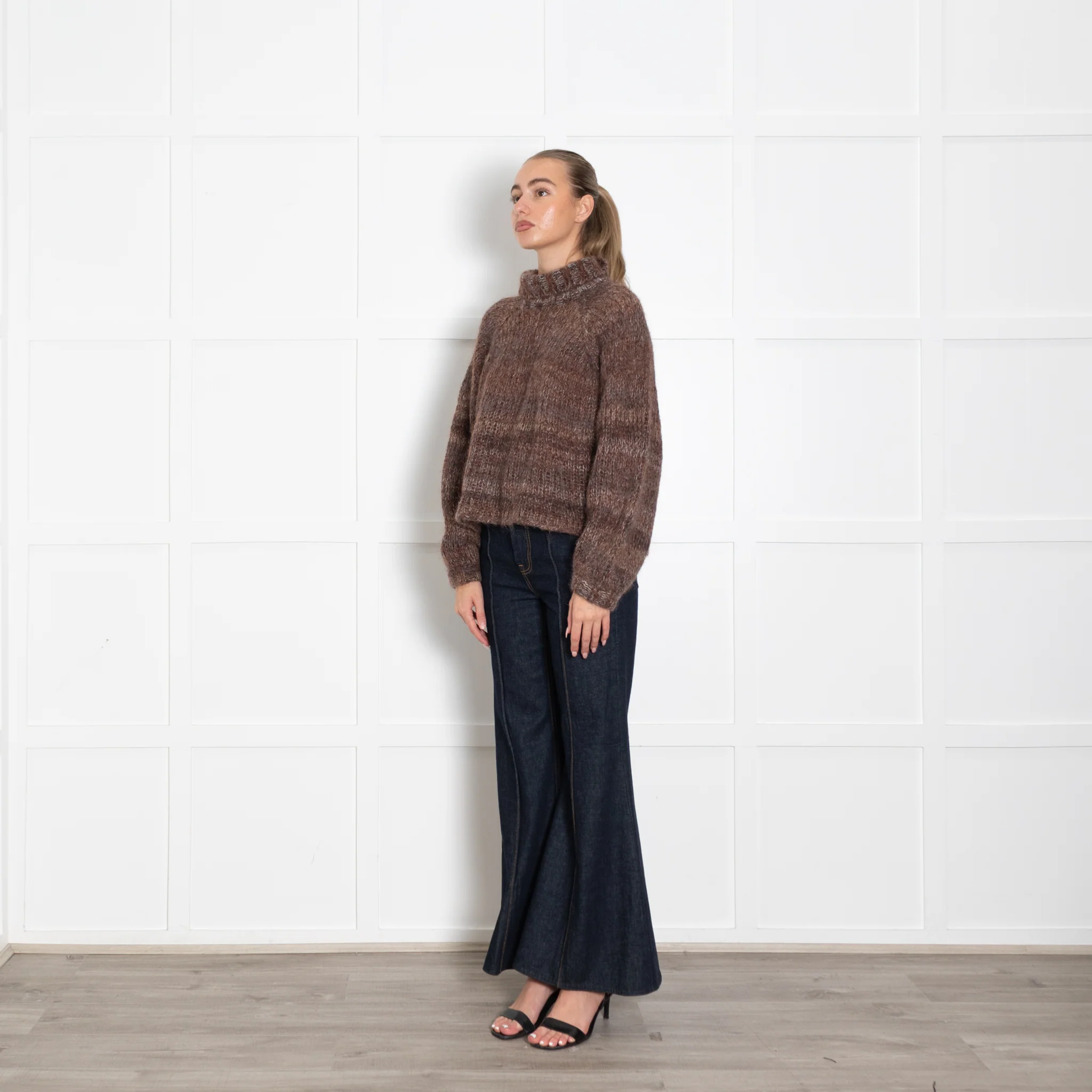 The Range Brown Loose Knit Mohair Roll Neck Jumper - Image 3
