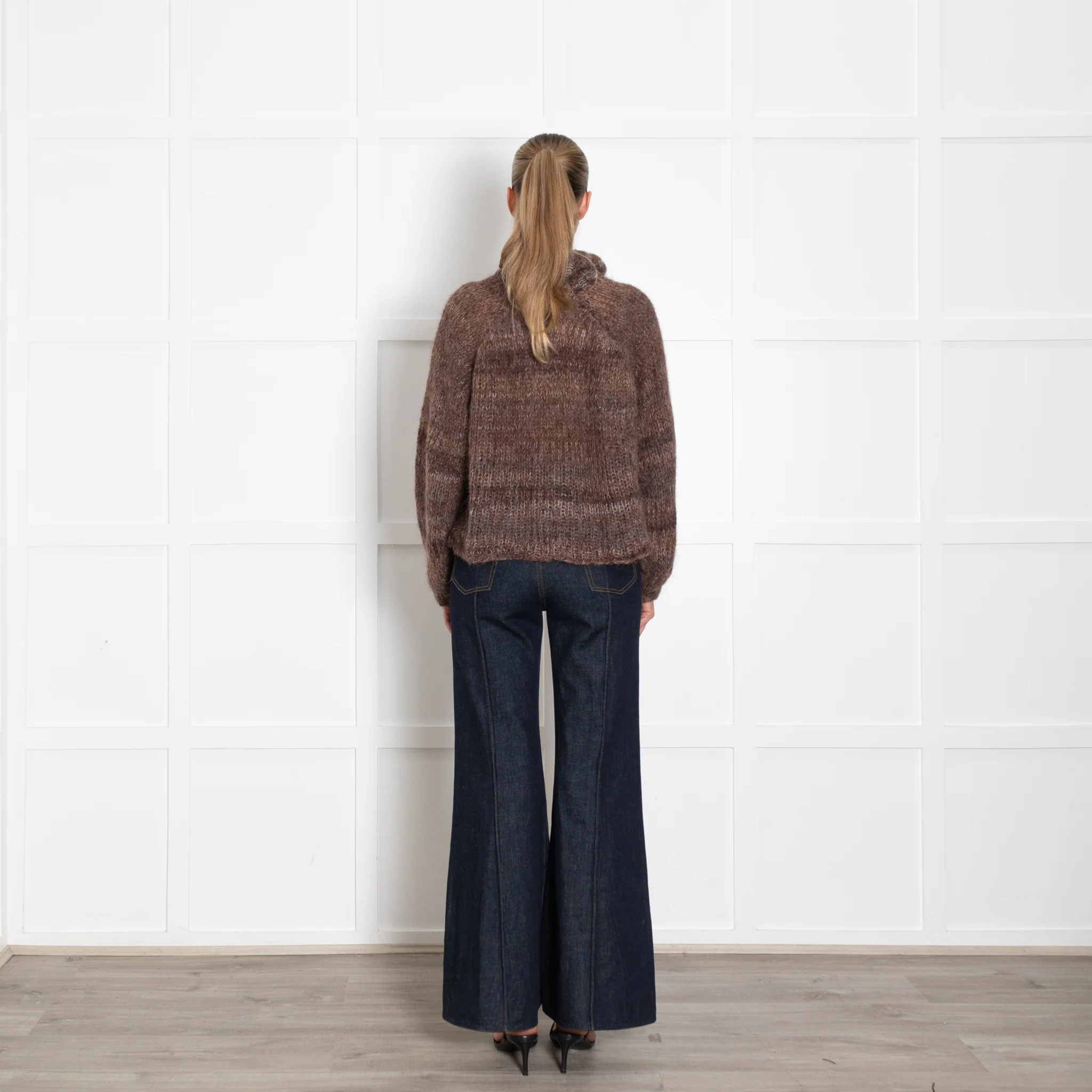 The Range Brown Loose Knit Mohair Roll Neck Jumper - Image 5