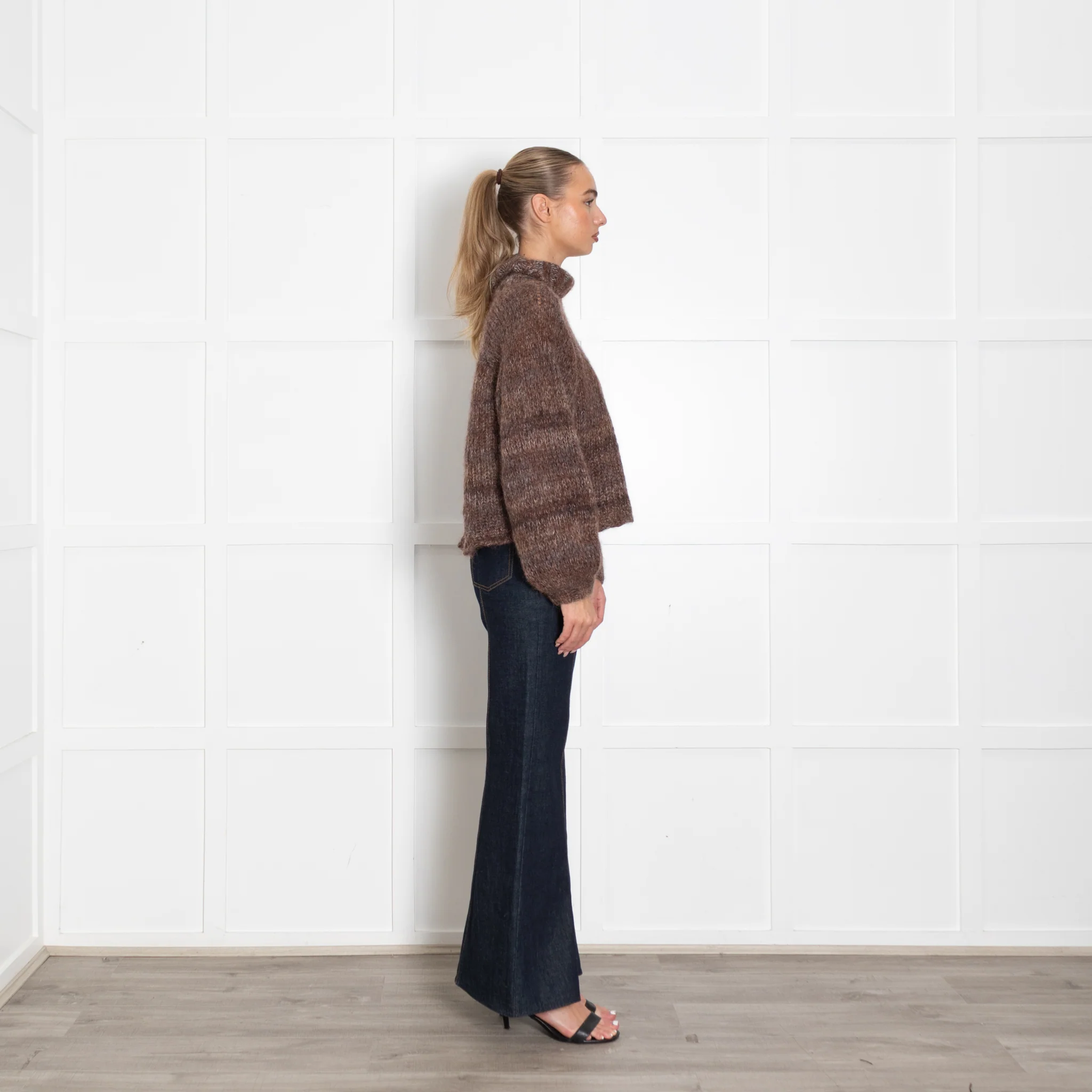 The Range Brown Loose Knit Mohair Roll Neck Jumper - Image 6