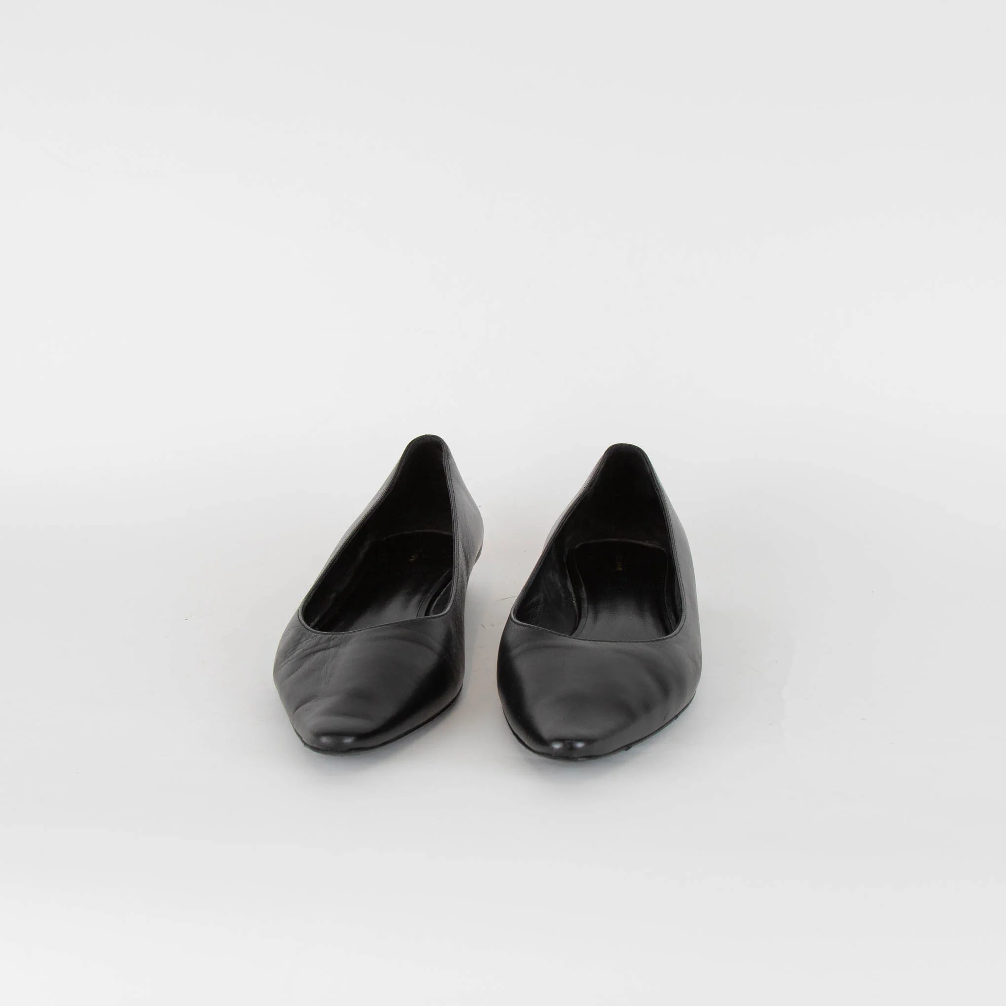 The Row Black Leather Pointed Flat Shoes - Image 3