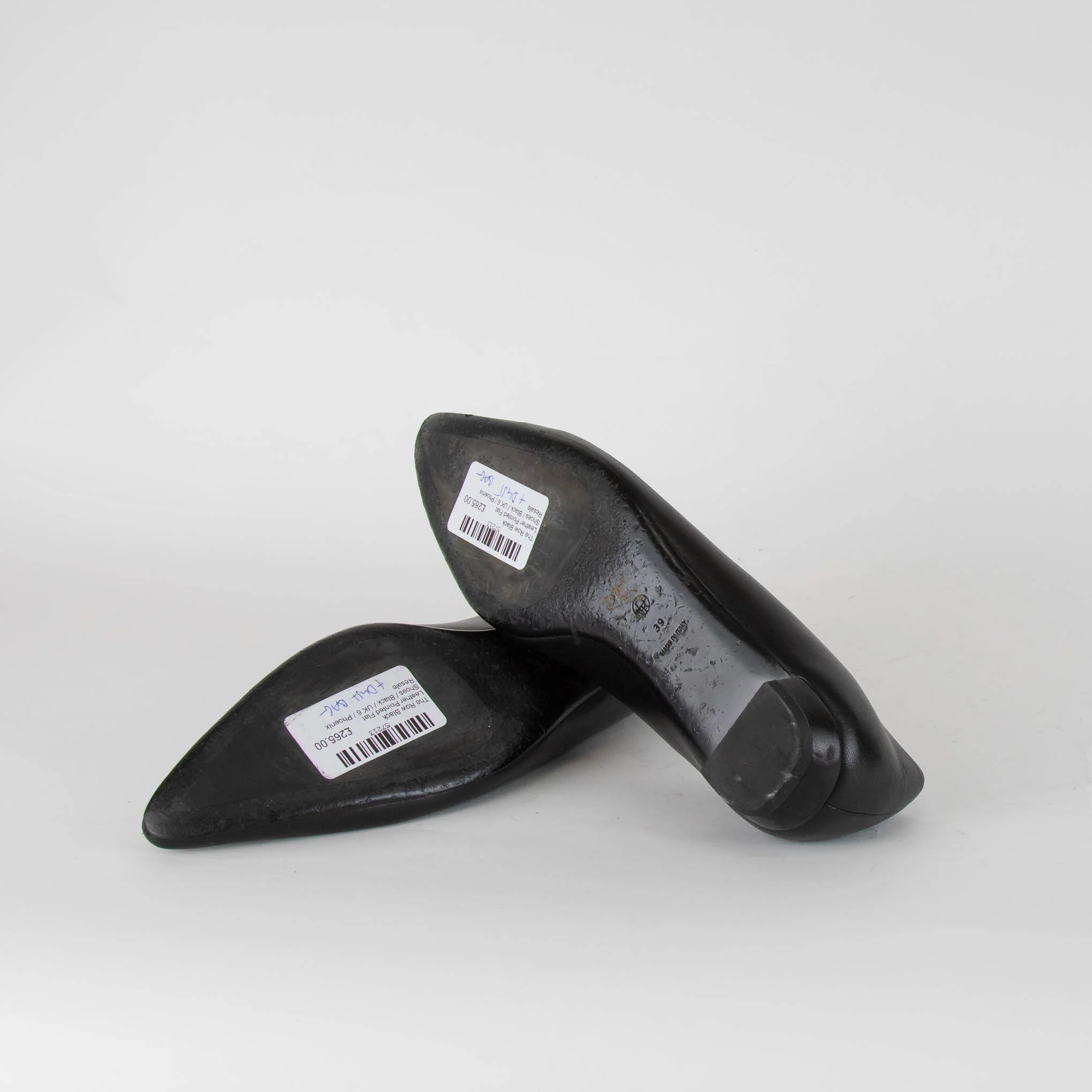 The Row Black Leather Pointed Flat Shoes - Image 6