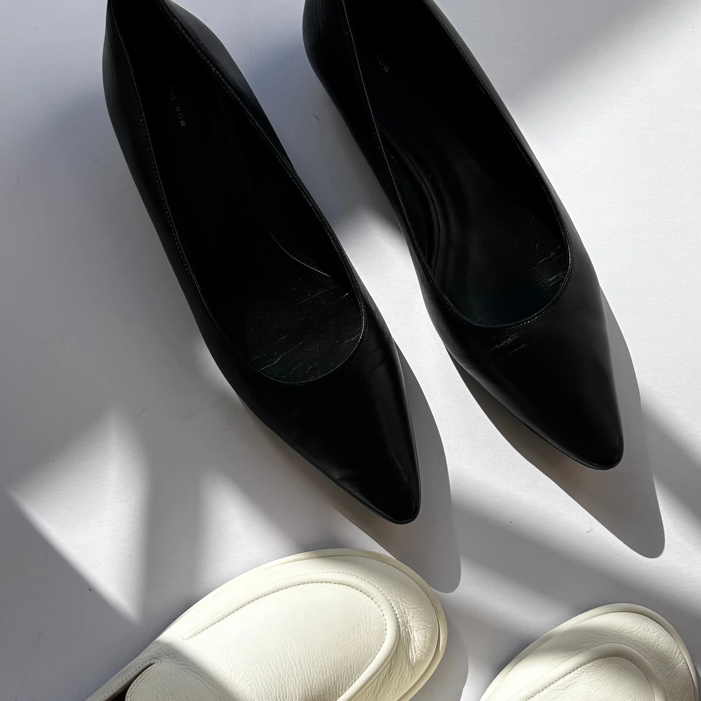 The Row Black Leather Pointed Flat Shoes - Image 7