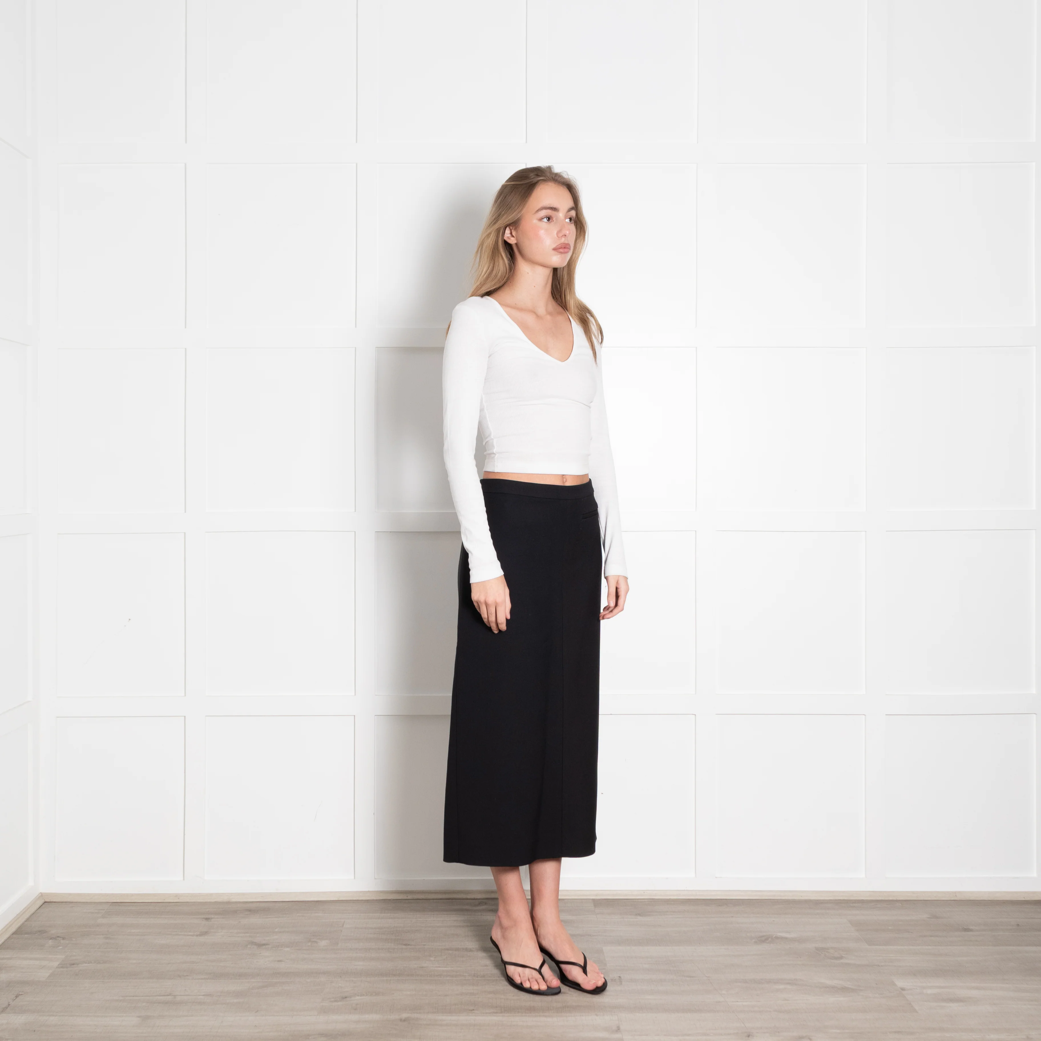 The Row Black Straight Mid Length Skirt - Image 4