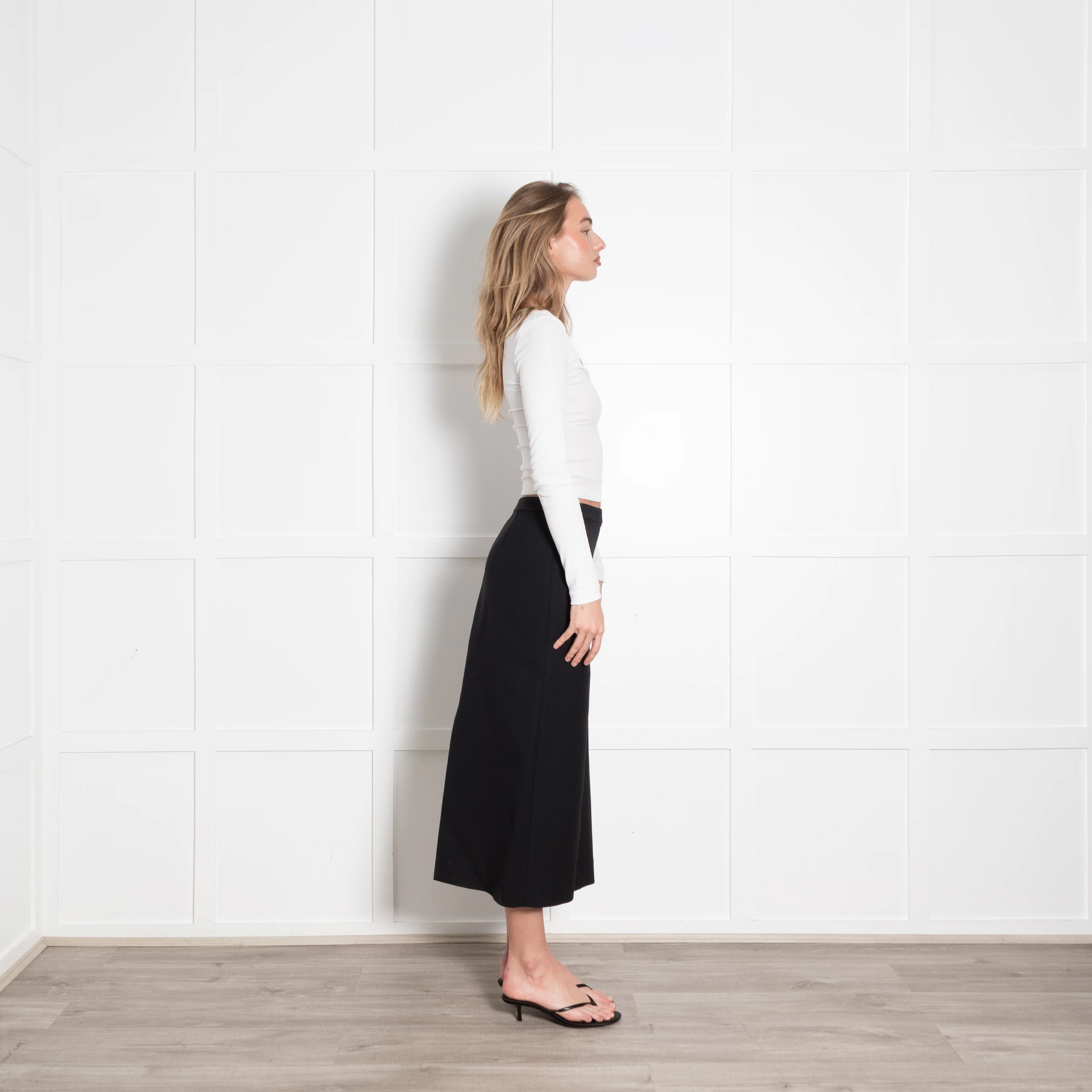 The Row Black Straight Mid Length Skirt - Image 7