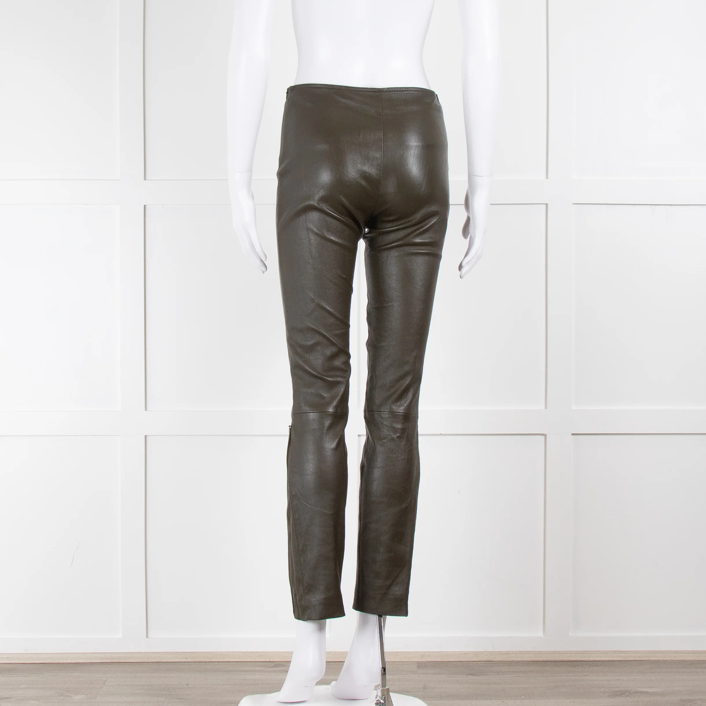 The Row Dark Green Leather Trousers - Image 5