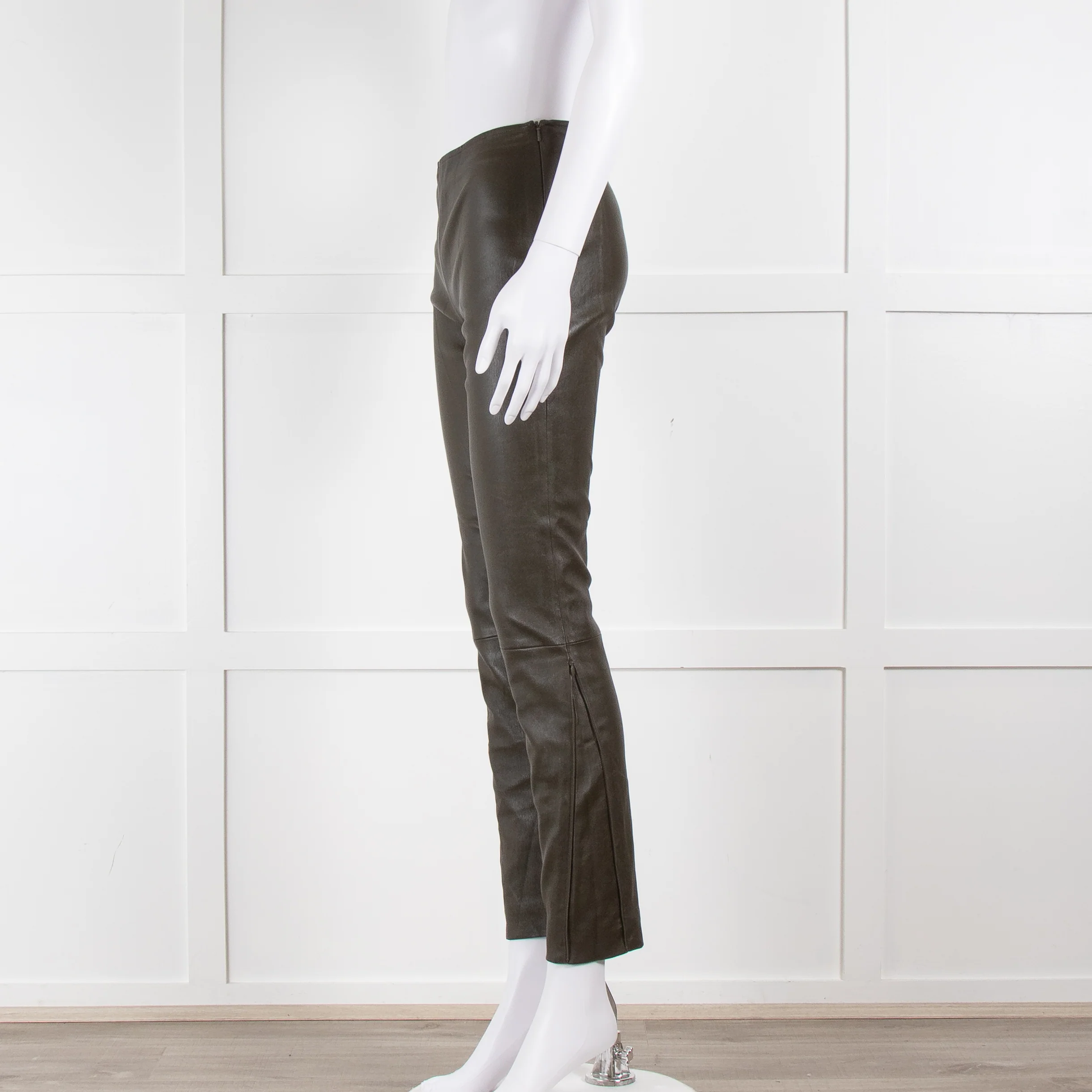 The Row Dark Green Leather Trousers - Image 7
