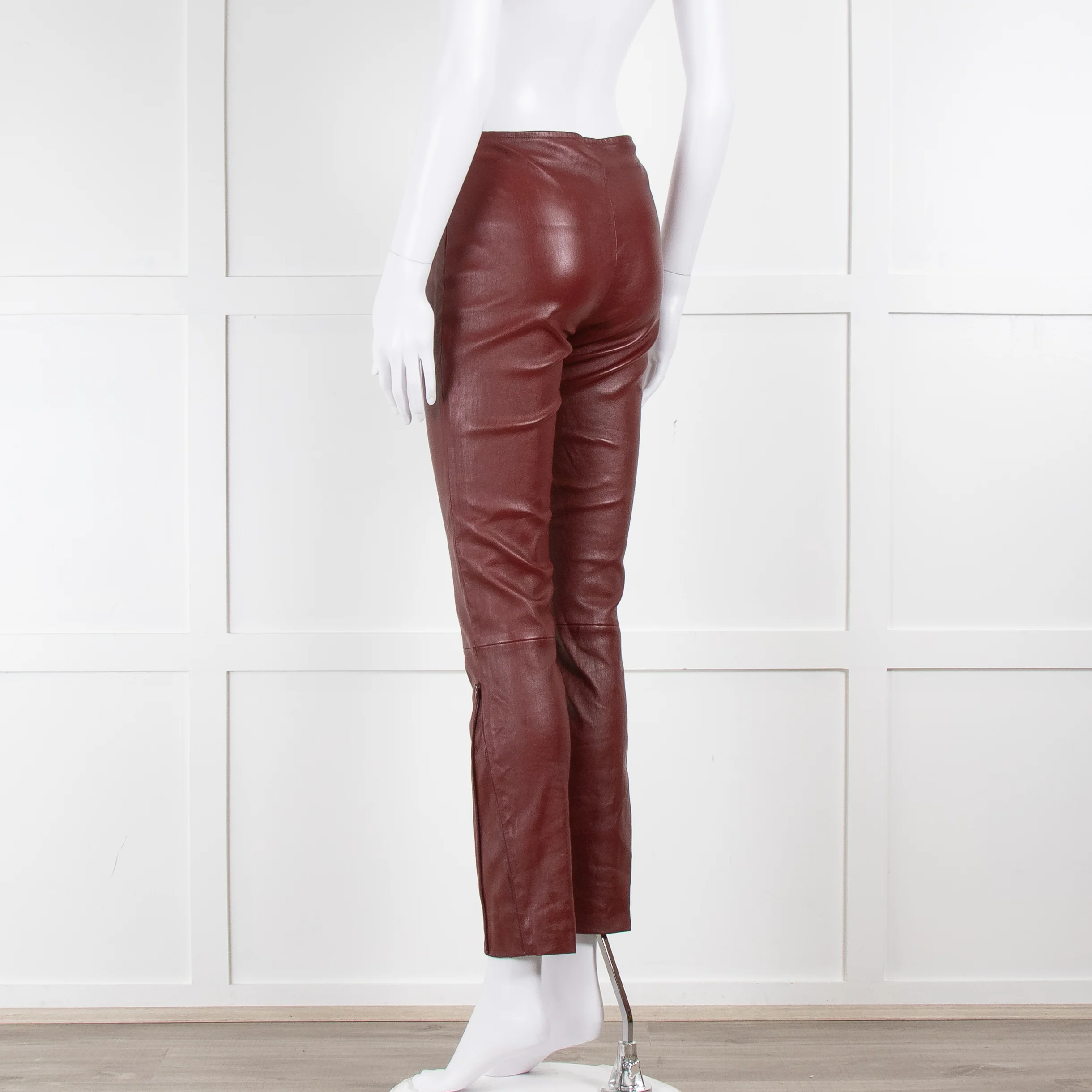 The Row Deep Burgundy Red Leather Trousers - Image 6