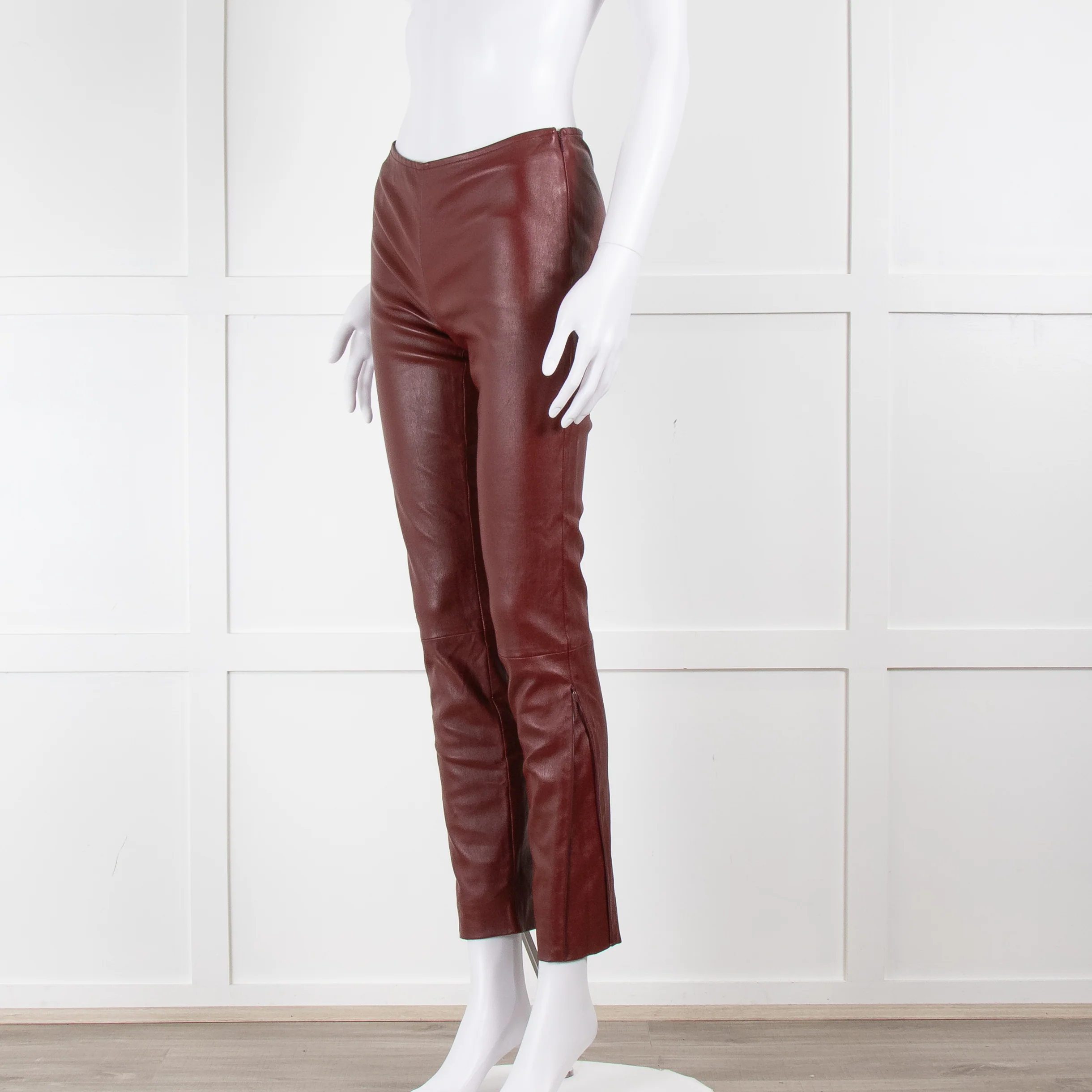 The Row Deep Burgundy Red Leather Trousers - Image 8