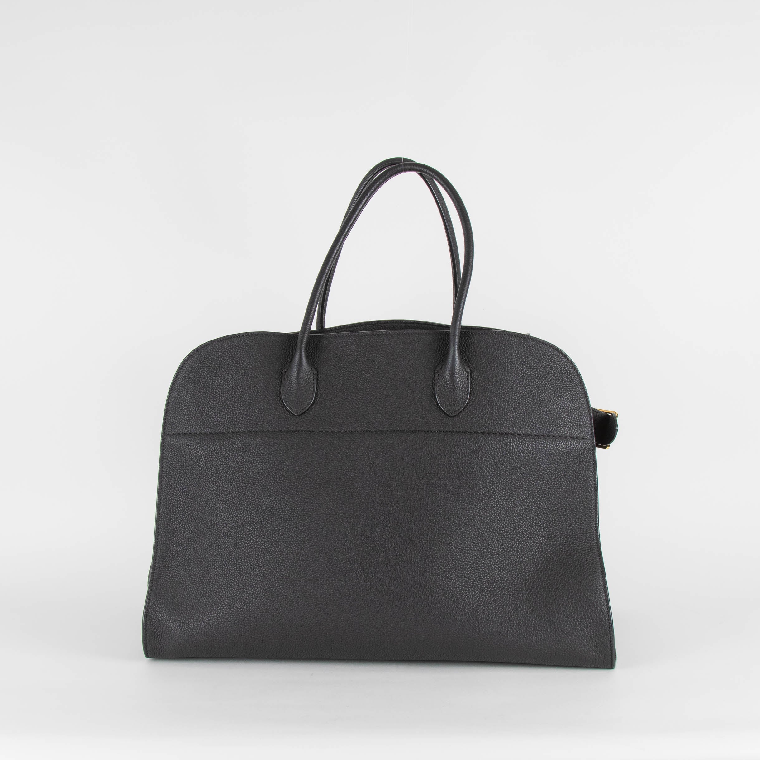 The Row Margaux 17 Black Pebble Leather Bag - Image 5