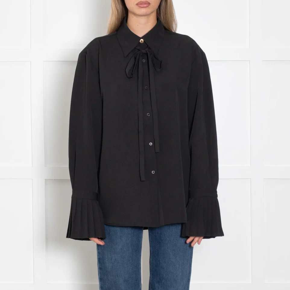 The Shirt Company Black Pleated Detail Sleeves Collard Shirt - Image 2