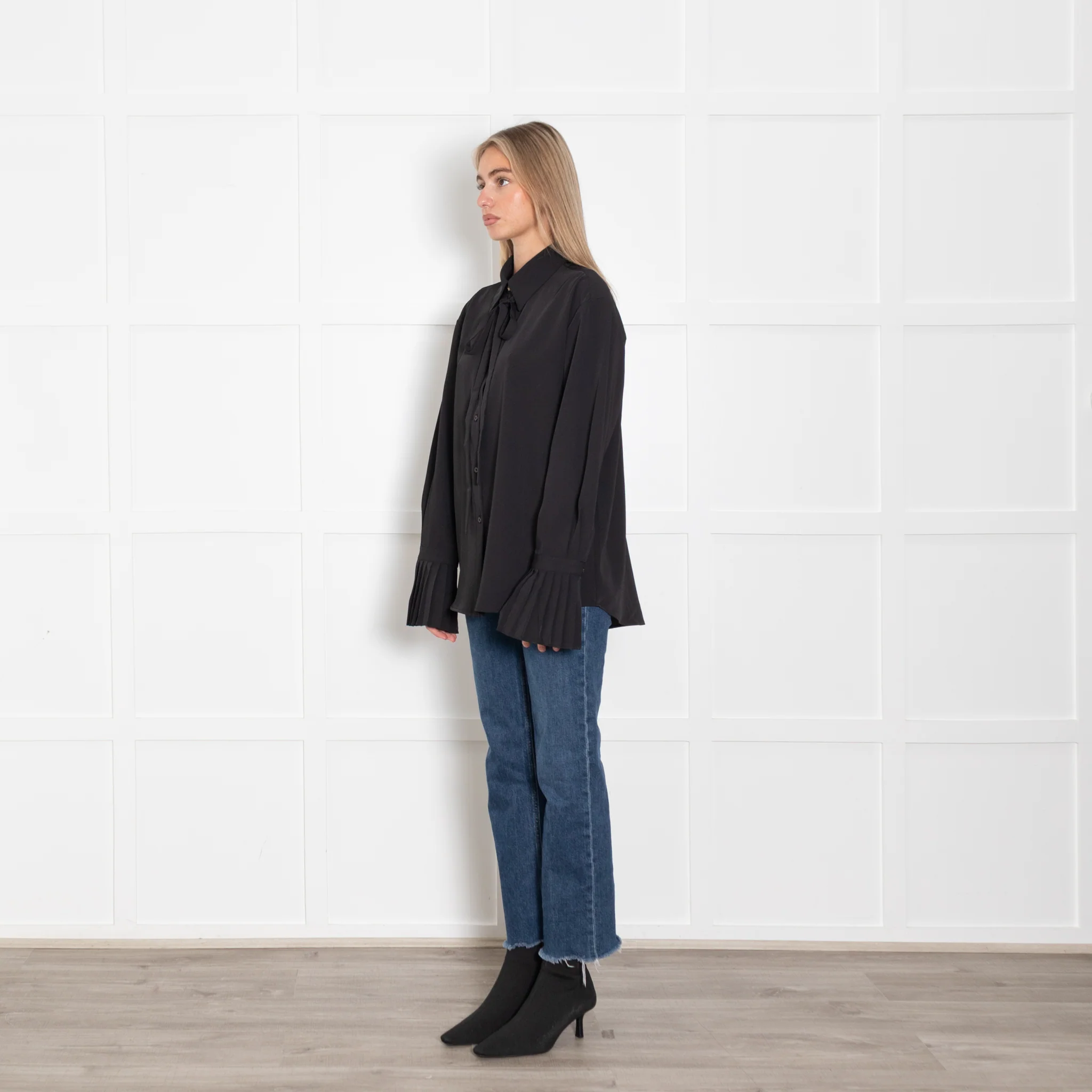 The Shirt Company Black Pleated Detail Sleeves Collard Shirt - Image 3