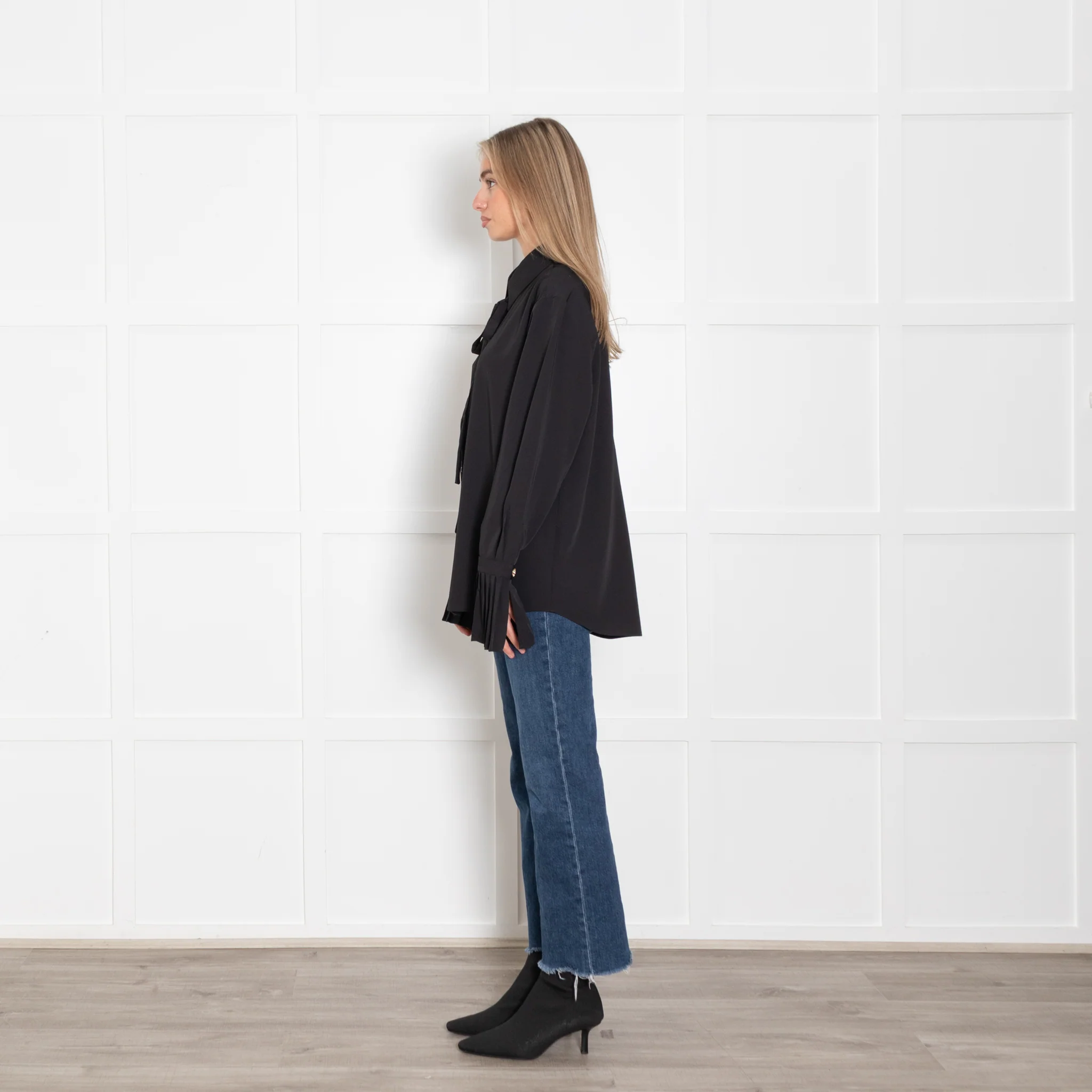 The Shirt Company Black Pleated Detail Sleeves Collard Shirt - Image 4