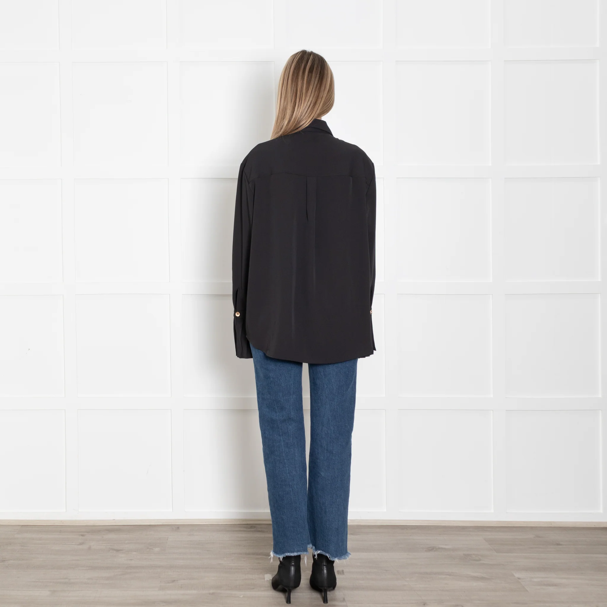 The Shirt Company Black Pleated Detail Sleeves Collard Shirt - Image 5
