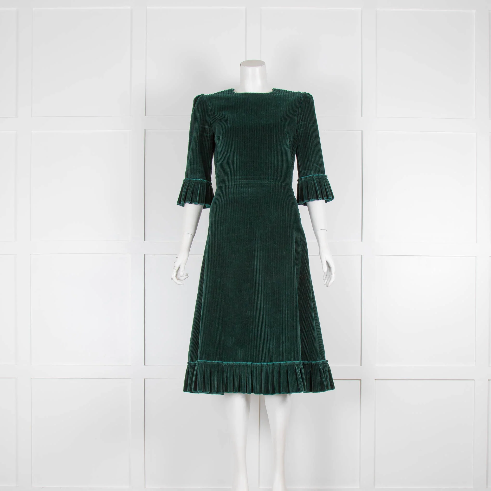 The Vampire's Wife Dark Green Jumbo Corduroy Festival Midi Dress