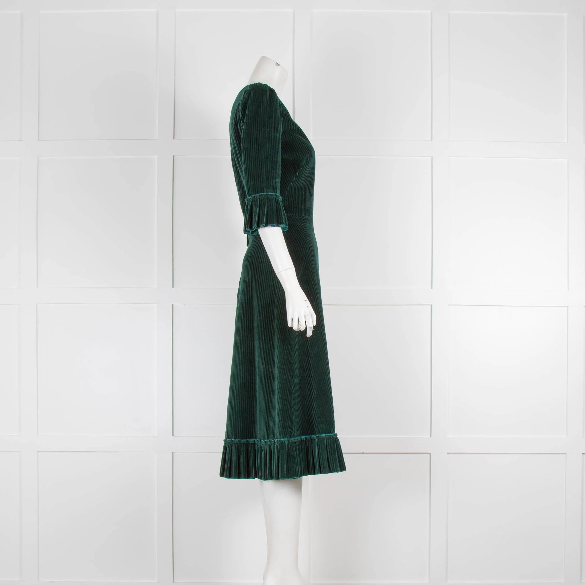 The Vampire's Wife Dark Green Jumbo Corduroy Festival Midi Dress - Image 2