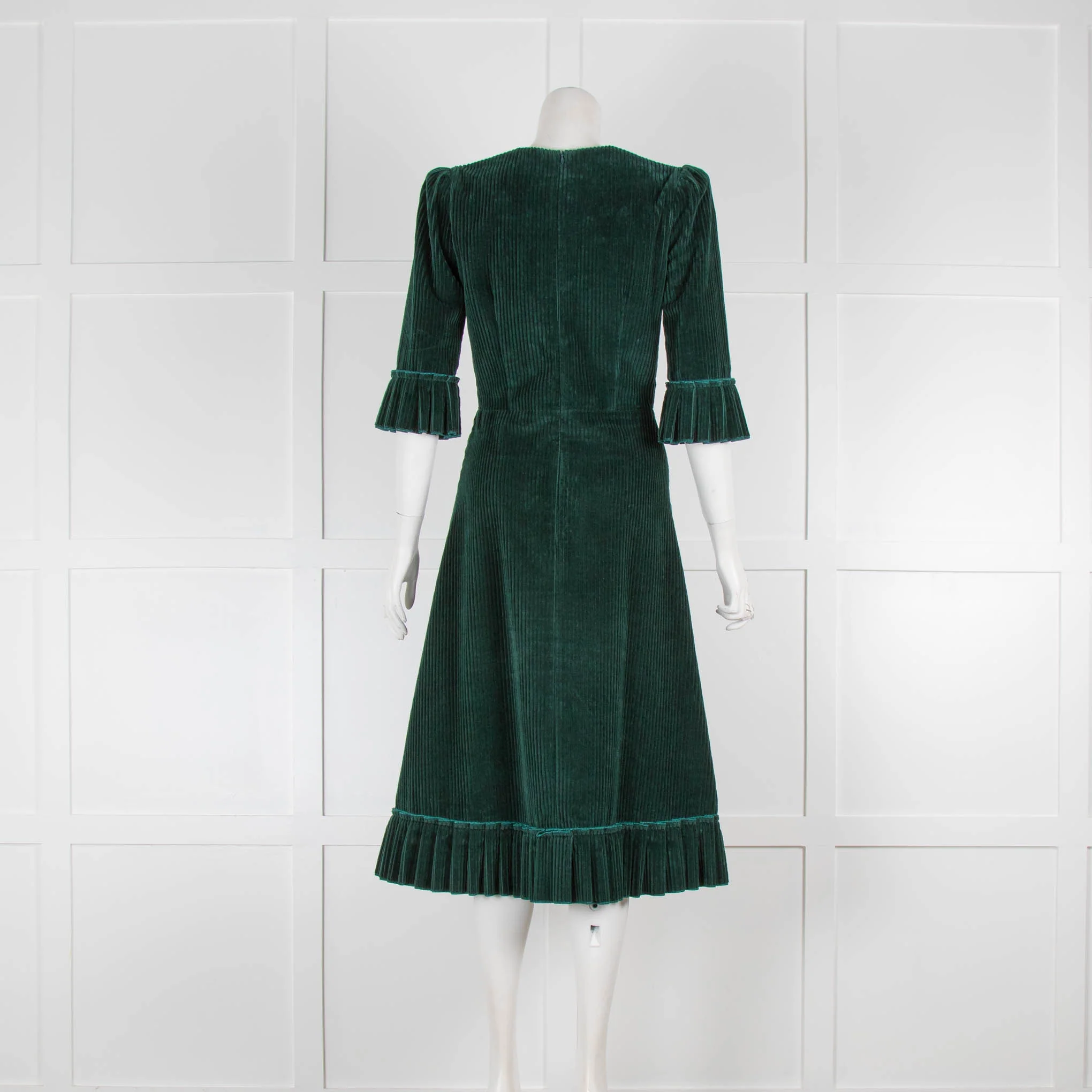 The Vampire's Wife Dark Green Jumbo Corduroy Festival Midi Dress - Image 3