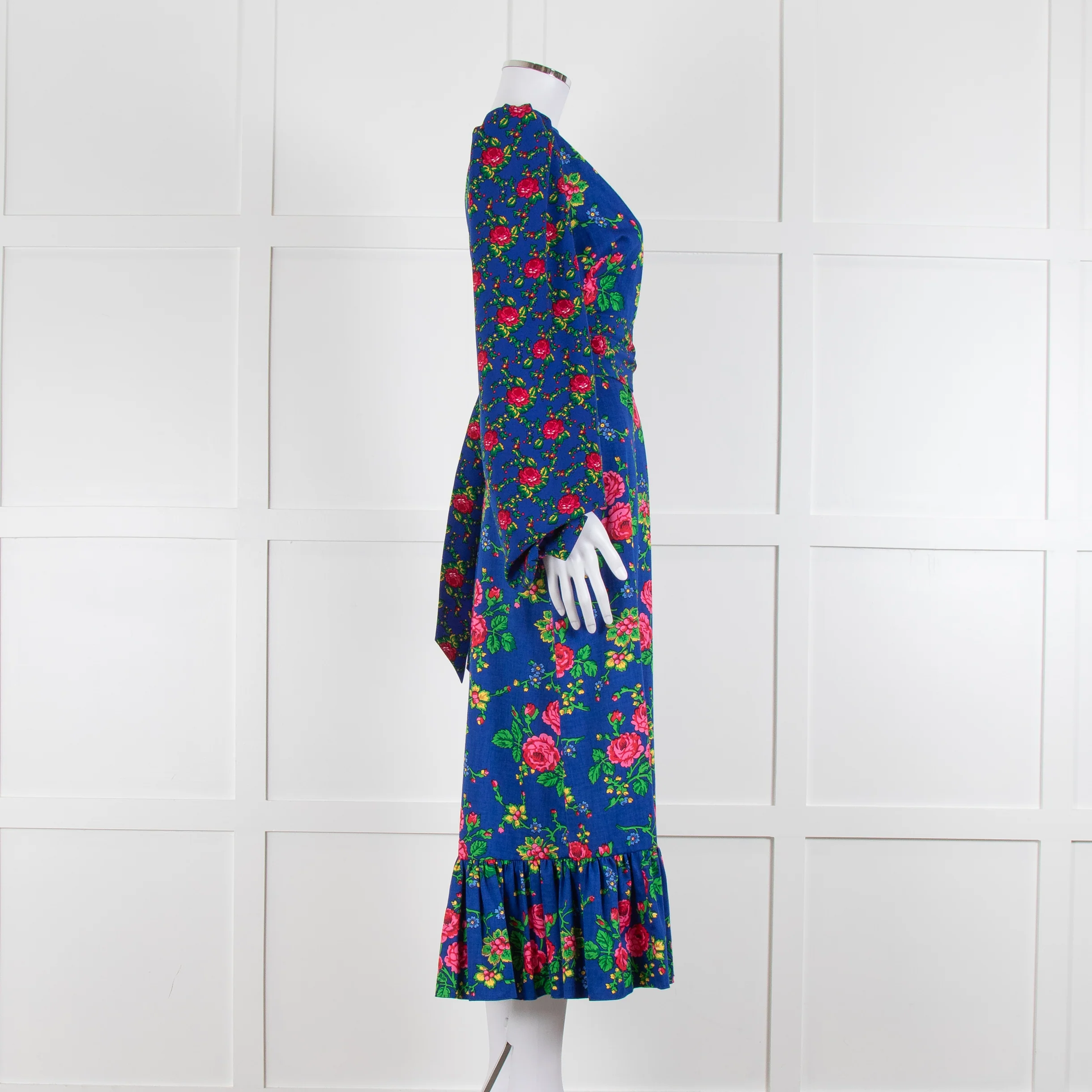 The Vampire's Wife Hero Vilanelle Dress Gypsy Blue Floral Print - Image 3