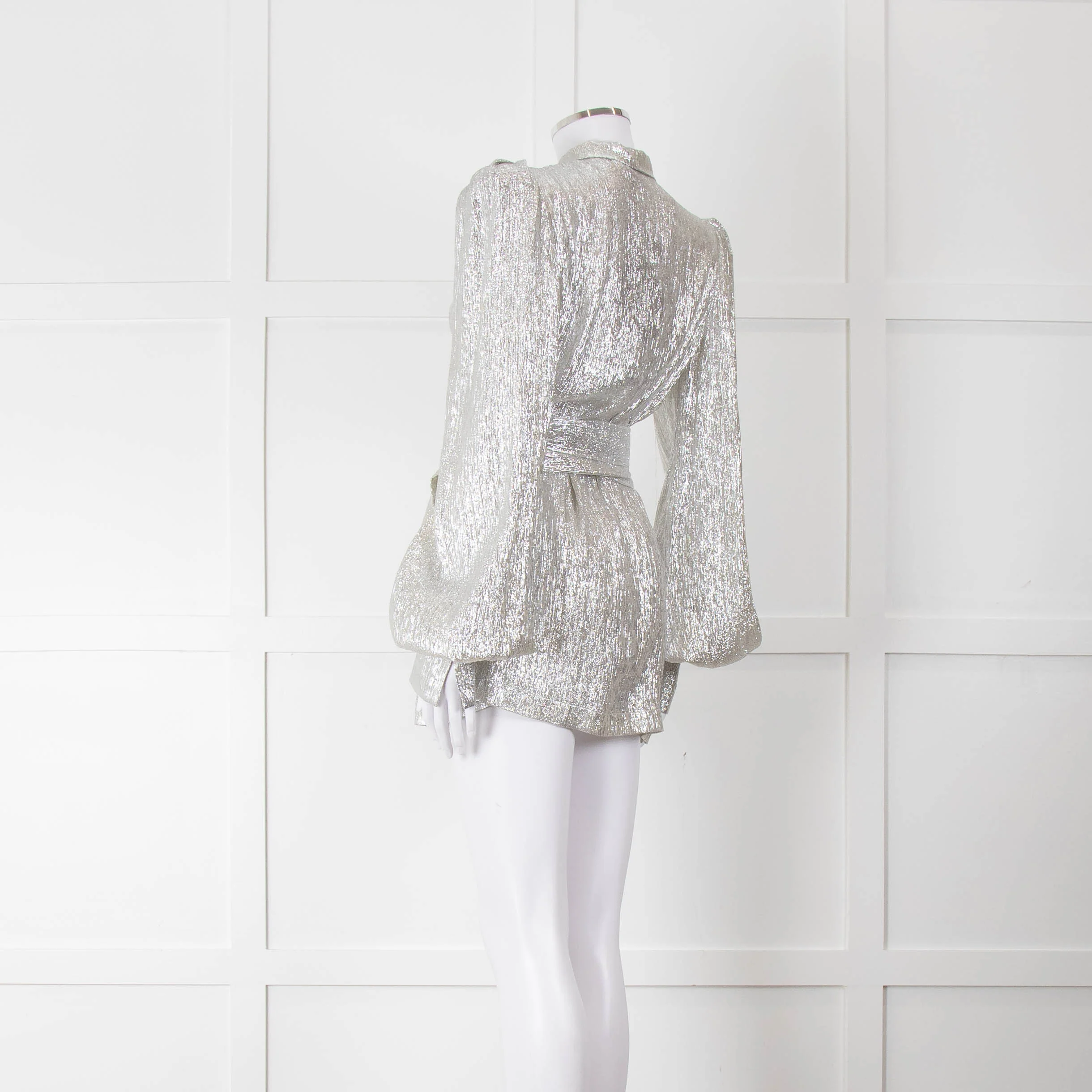 The Vampires Wife Silver Bespoke Lame Suit Top - Image 6