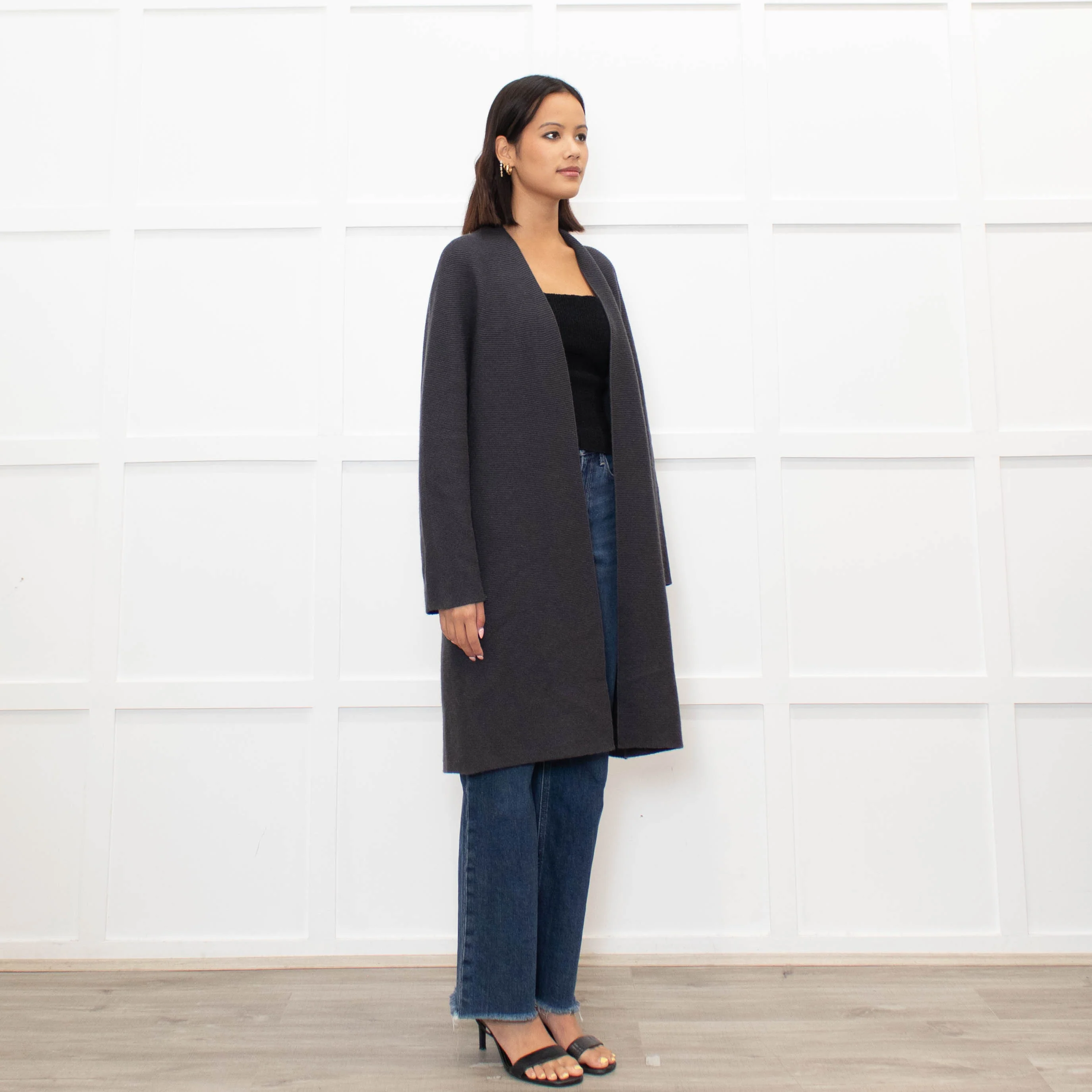 The White Company Charcoal Buttonless Cardigan - Image 3