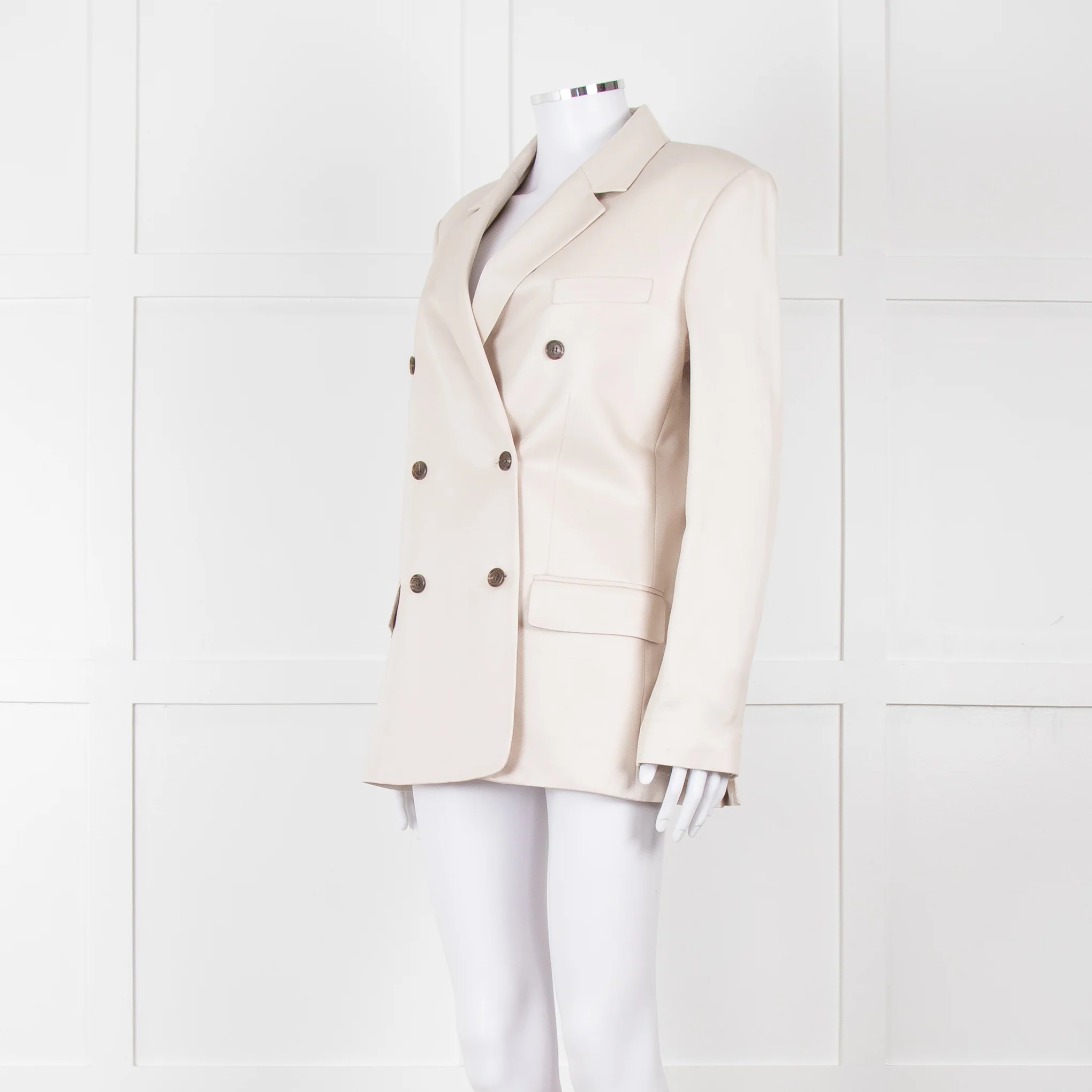 Theory Beige Twill Double Breasted Blazer - Image 2